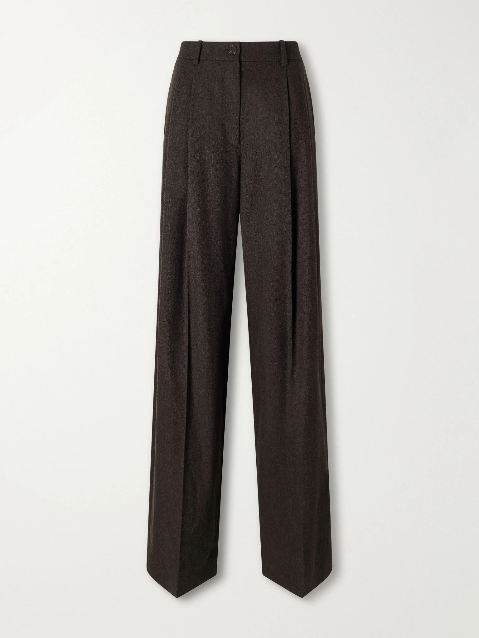 Clarice pleated wool wide-leg pants Dark brown - 1