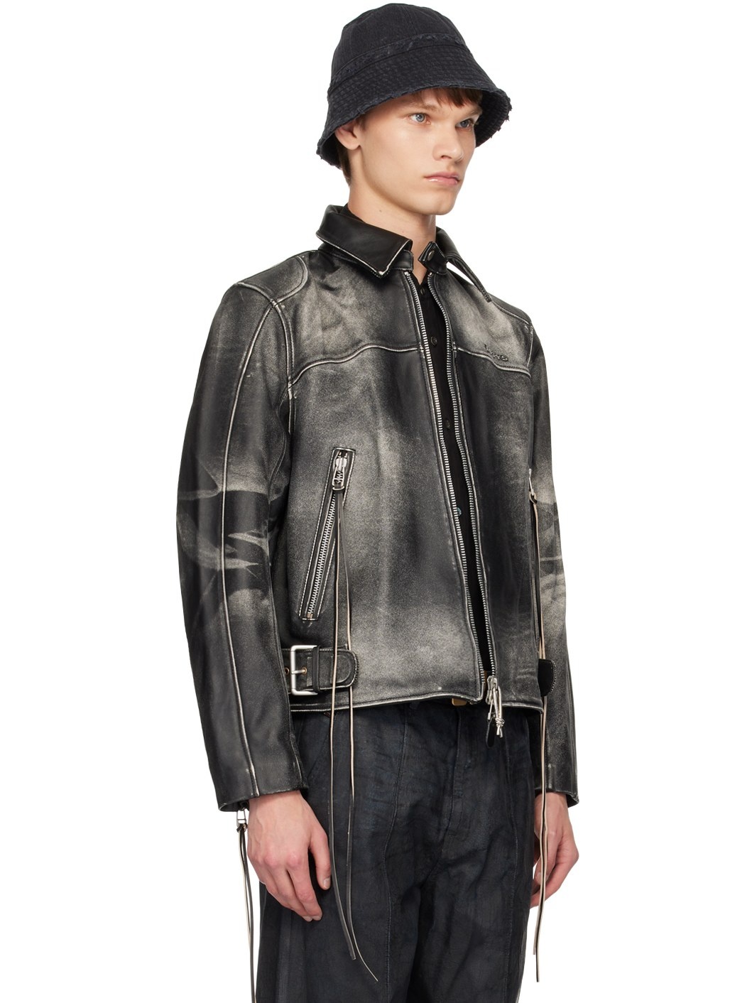 SSENSE Exclusive Black Flux Leather Jacket - 2