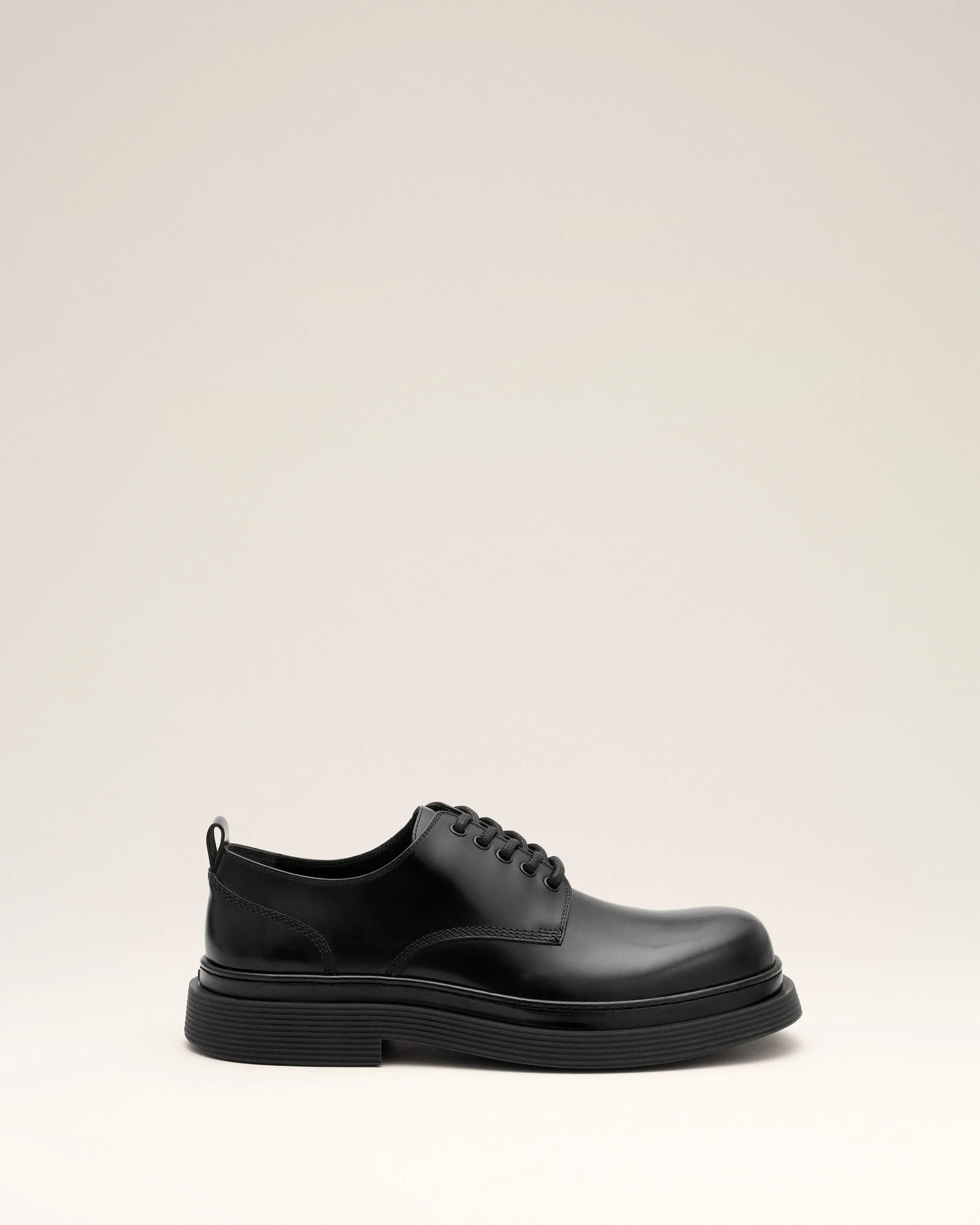 BLACK COW LEATHER DERBIES SHOES - 1