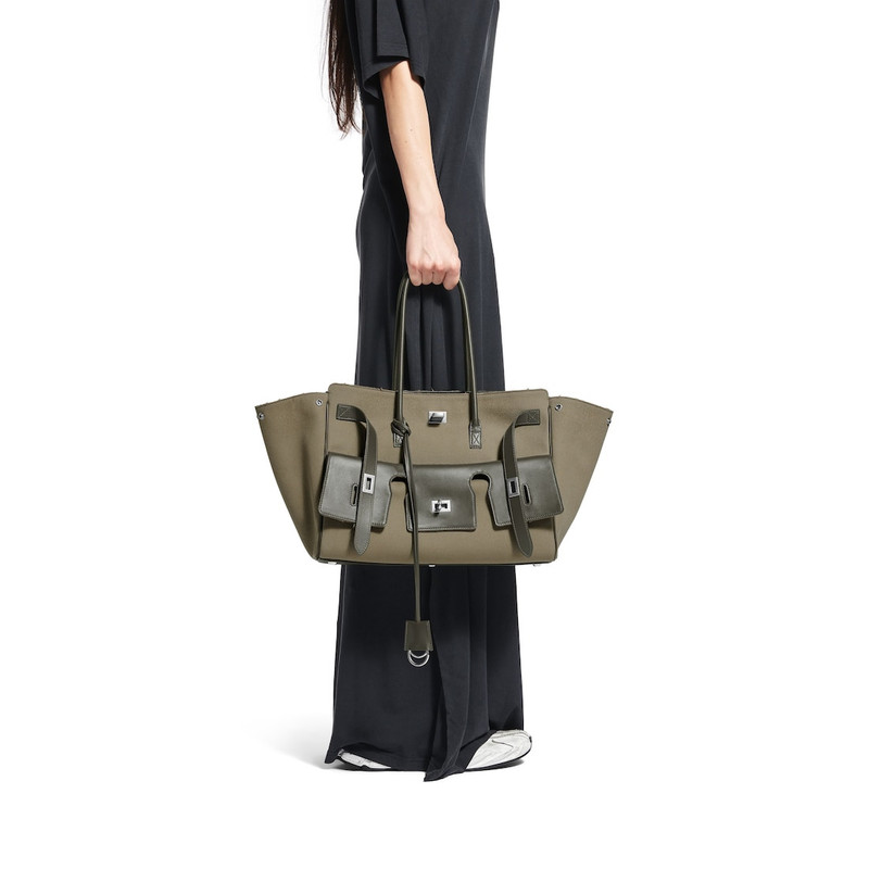 BALENCIAGA Women's Bel Air Medium Carry All Bag in Khaki outlook