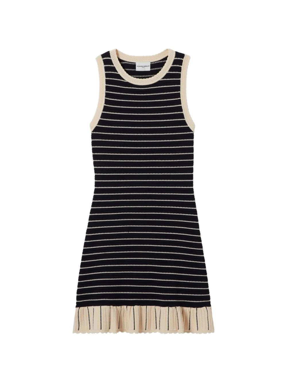 striped trim knitted dress - 1