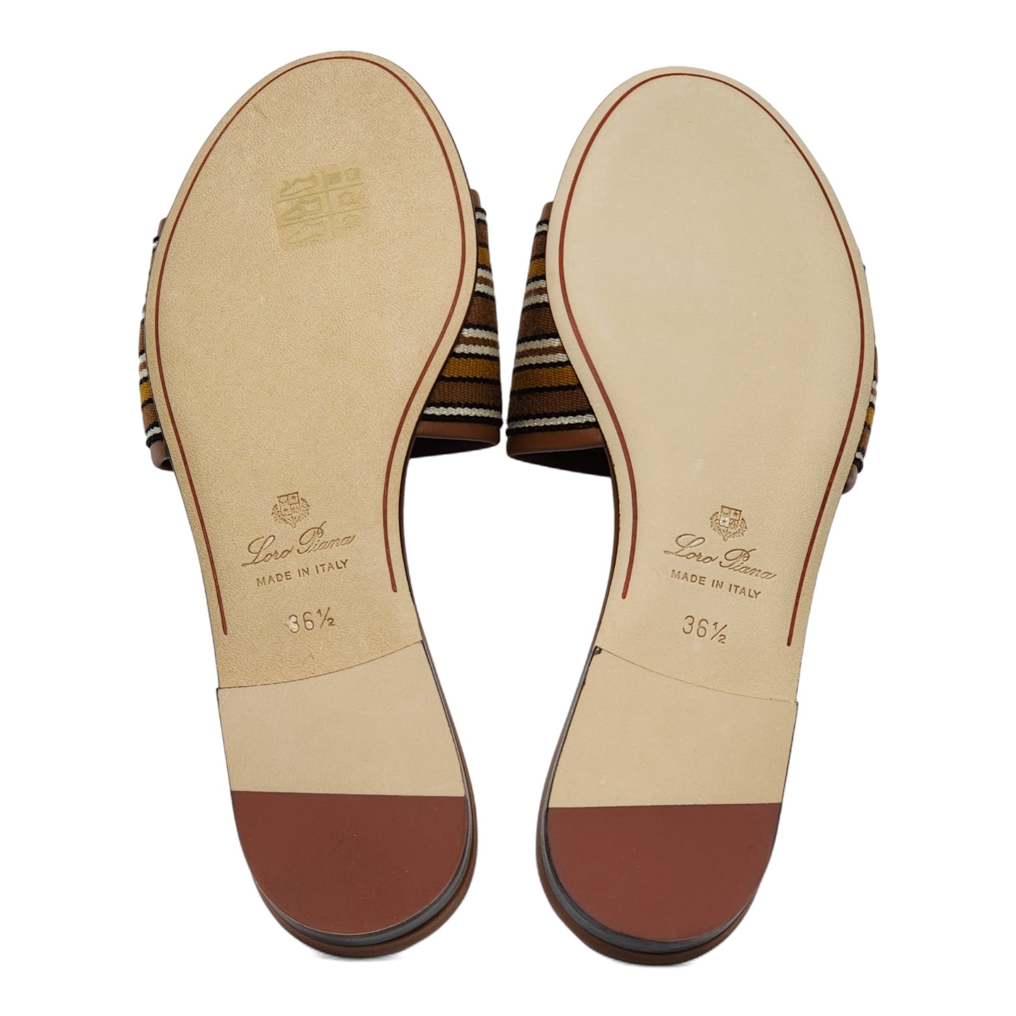 Loro Piana The Suitcase Stripe Flat Sandals in Brown - 8