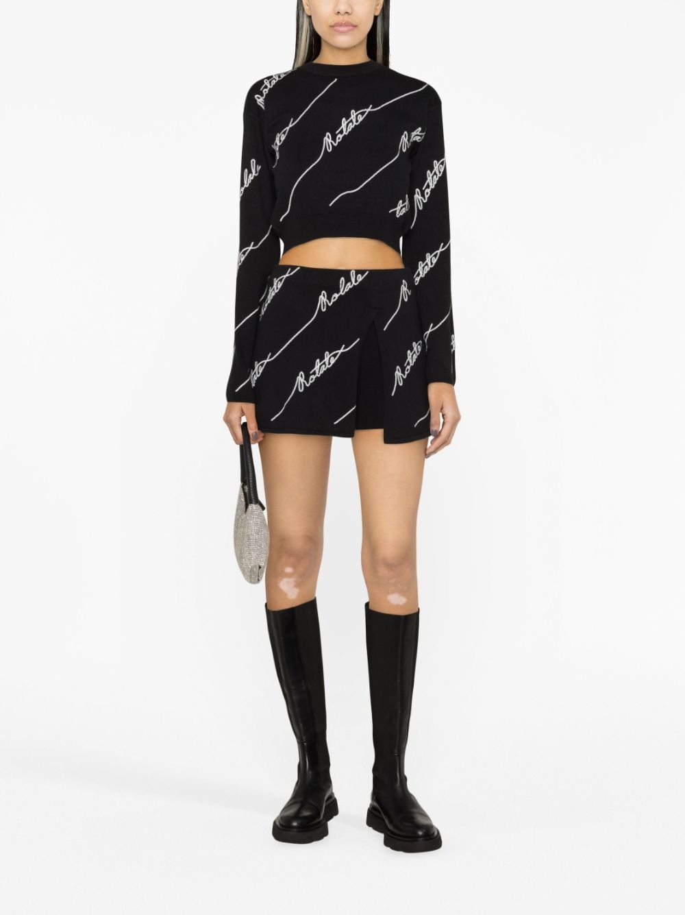 logo-embellished knitted miniskirt - 2