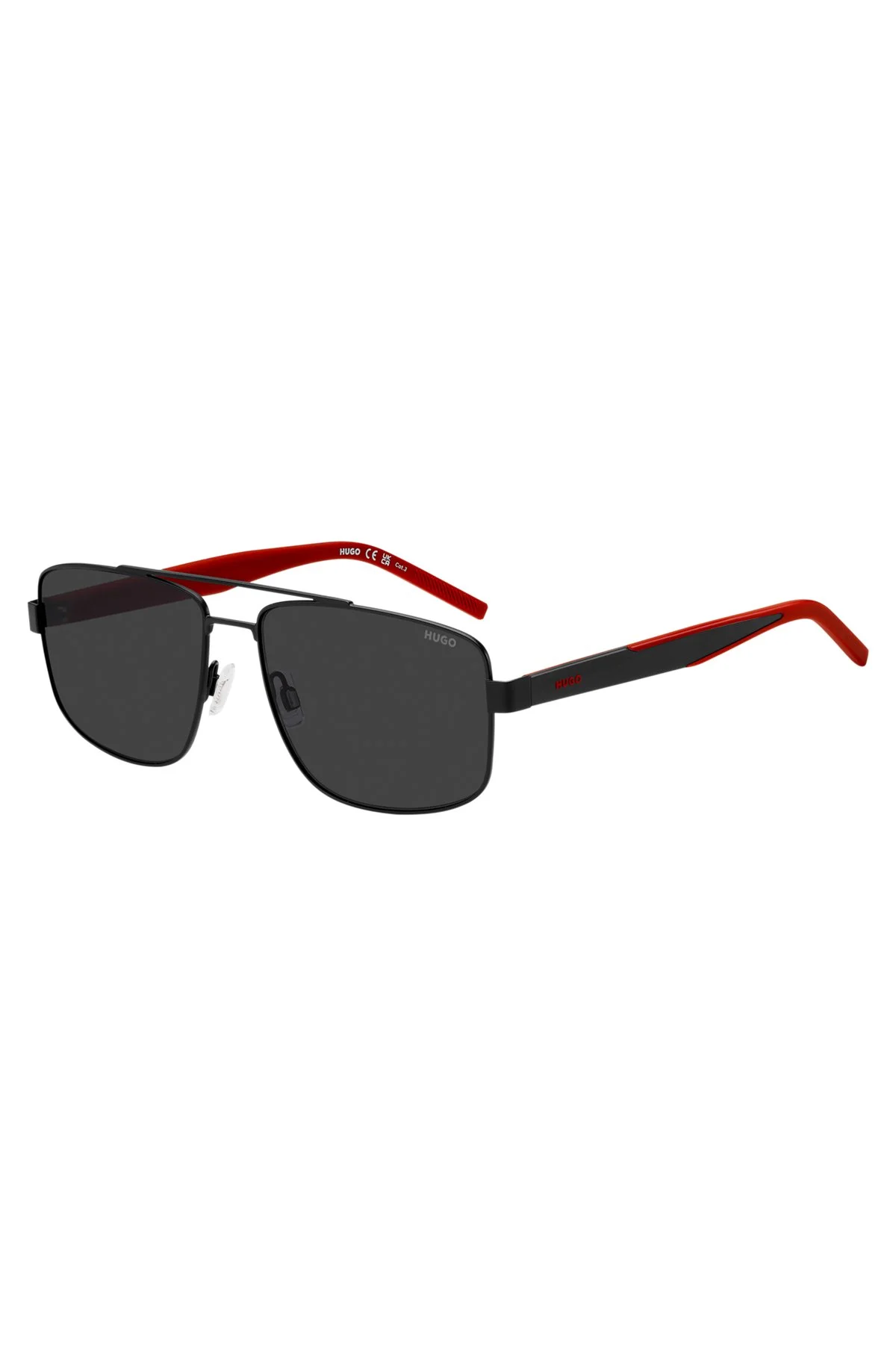 DOUBLE-BRIDGE SUNGLASSES IN BLACK ACETATE AND TITANIUM - 1