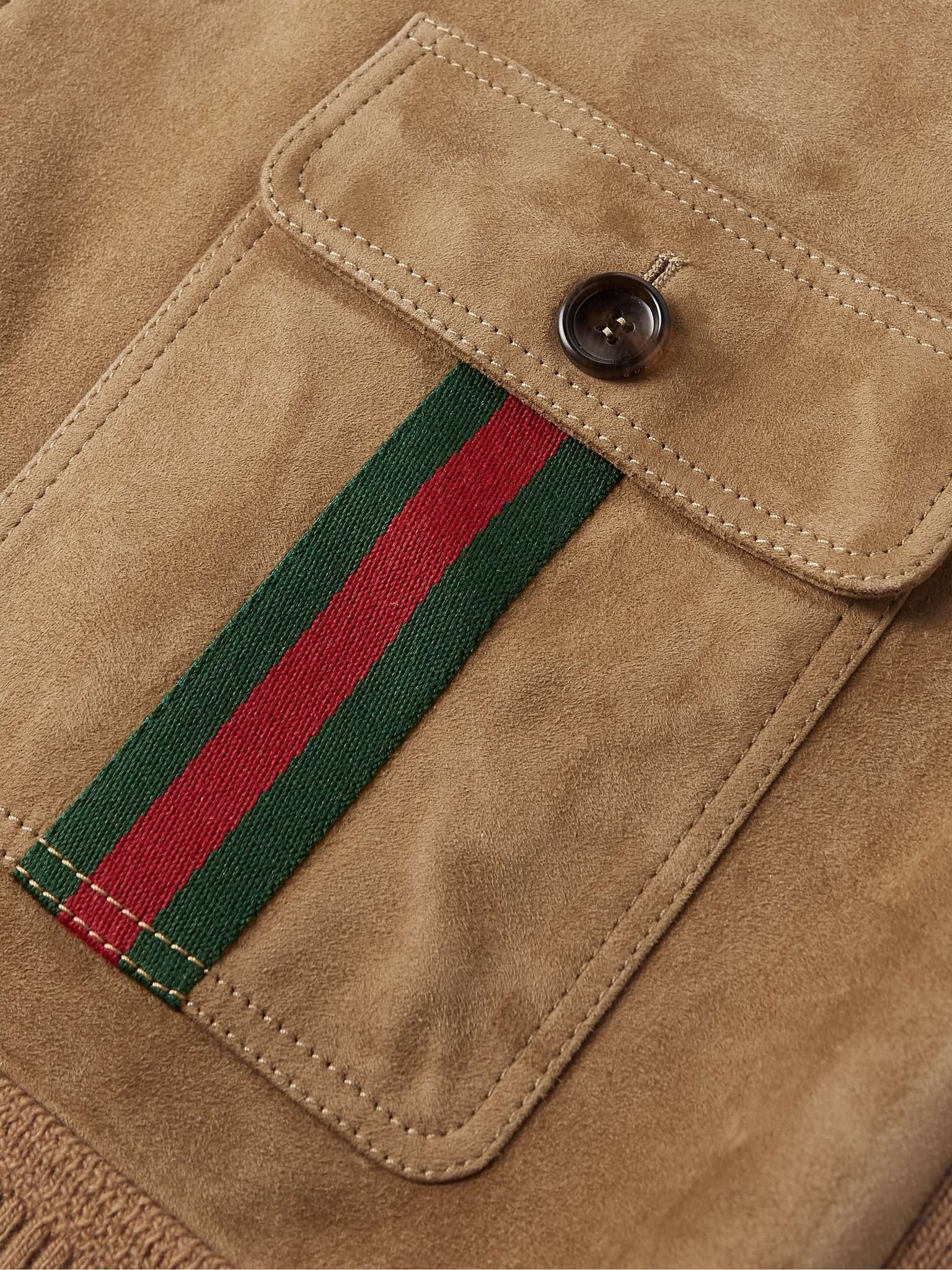Webbing-Trimmed Suede and Wool Jacket - 3