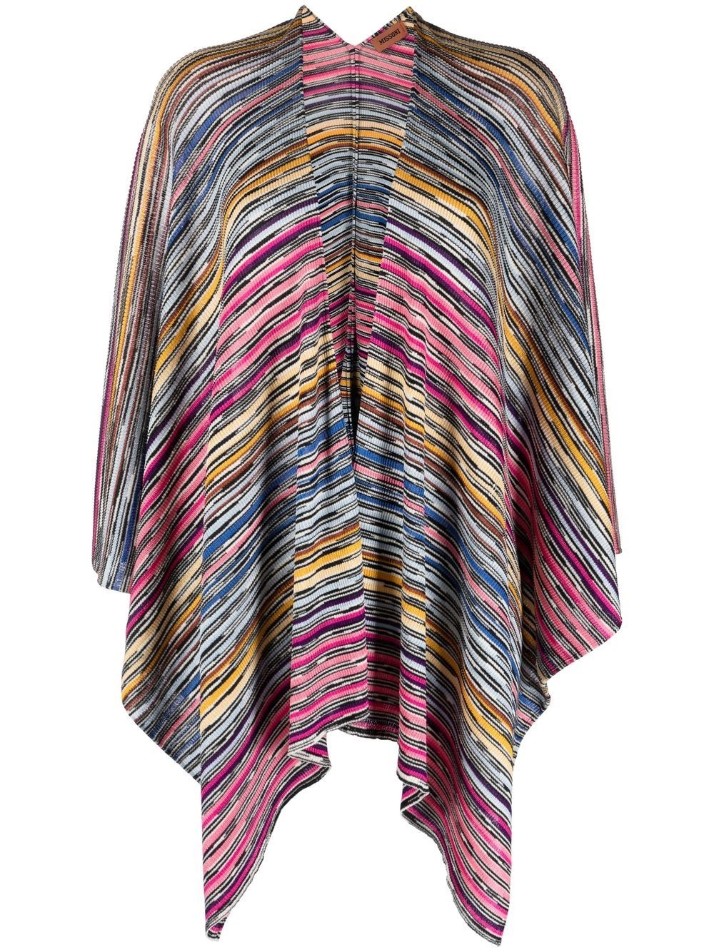 striped knitted cape cardigan - 1