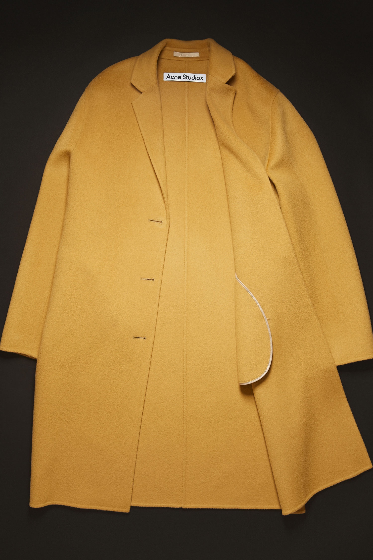 Single-breasted wool coat straw yellow - 5