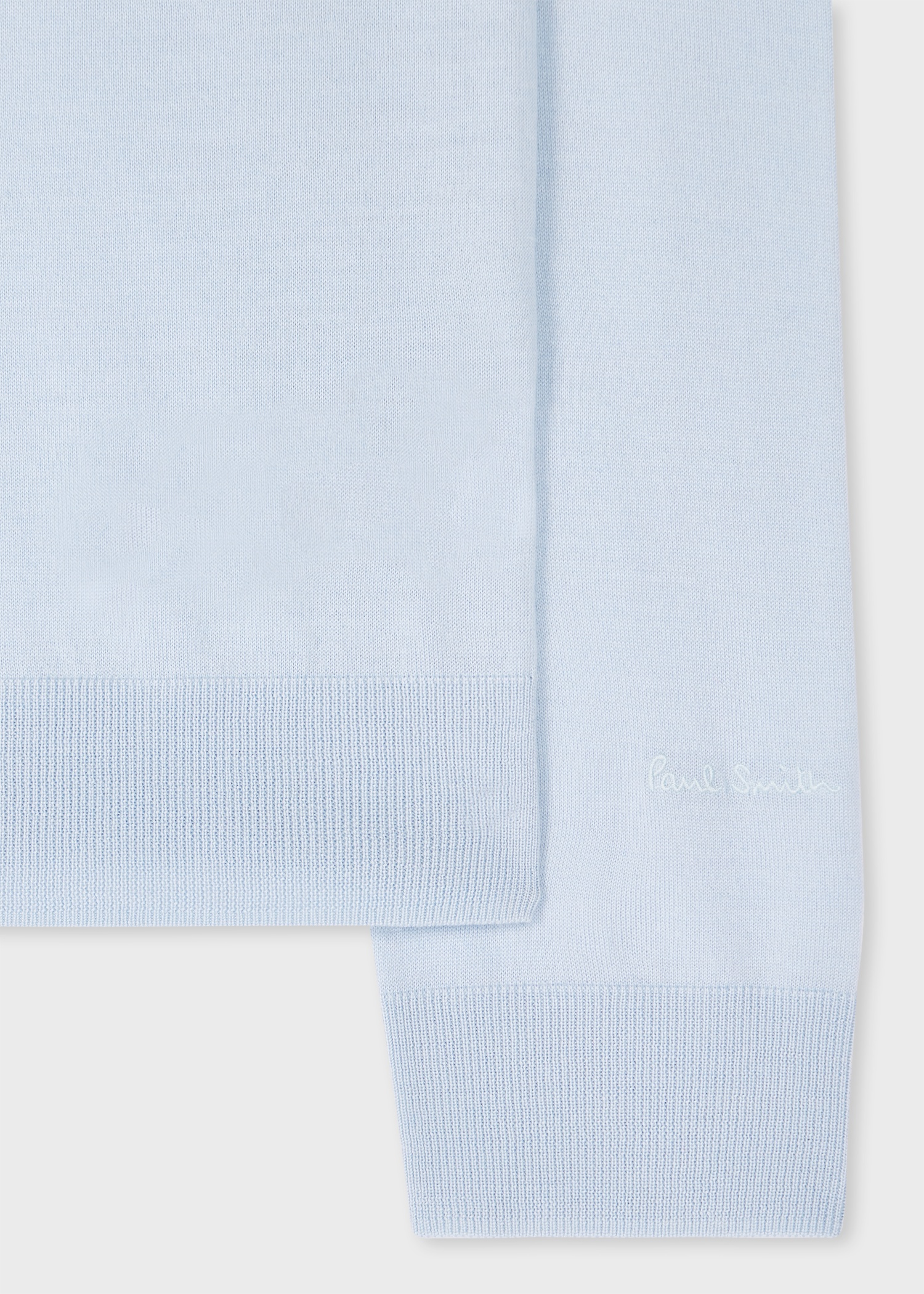Sky Blue Merino Wool V-Neck Sweater - 2
