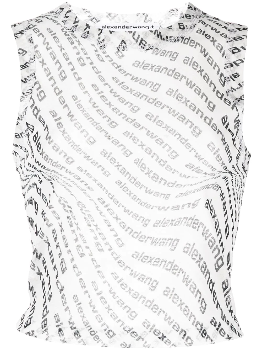 logo-print mesh tank top - 1