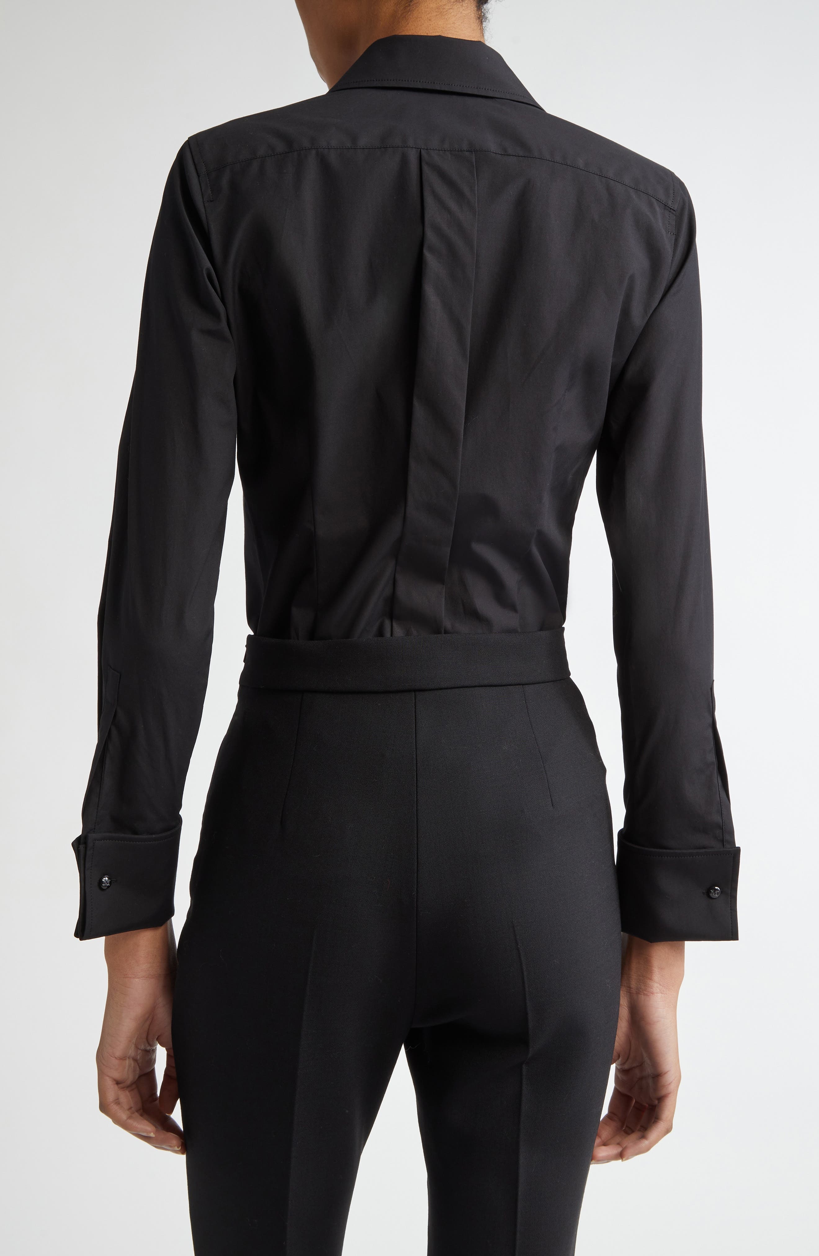 Max Mara Knut Stretch Cotton Button-Up Shirt in Black at Nordstrom - 2