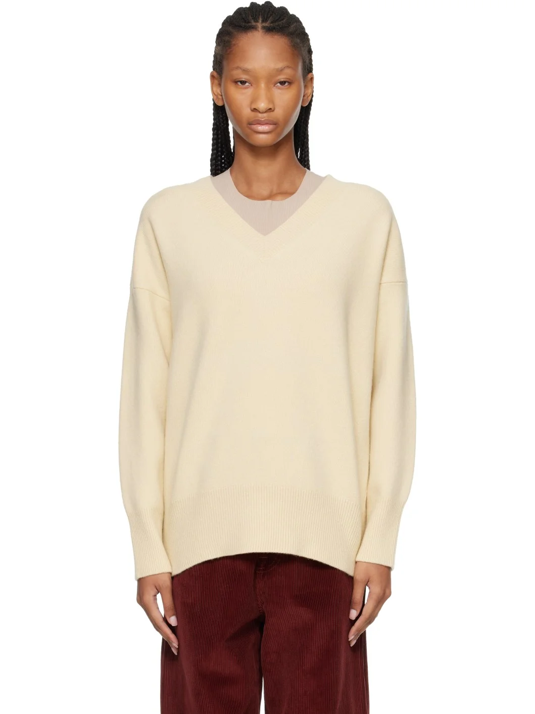 Yellow Classic V-Neck Sweater - 1