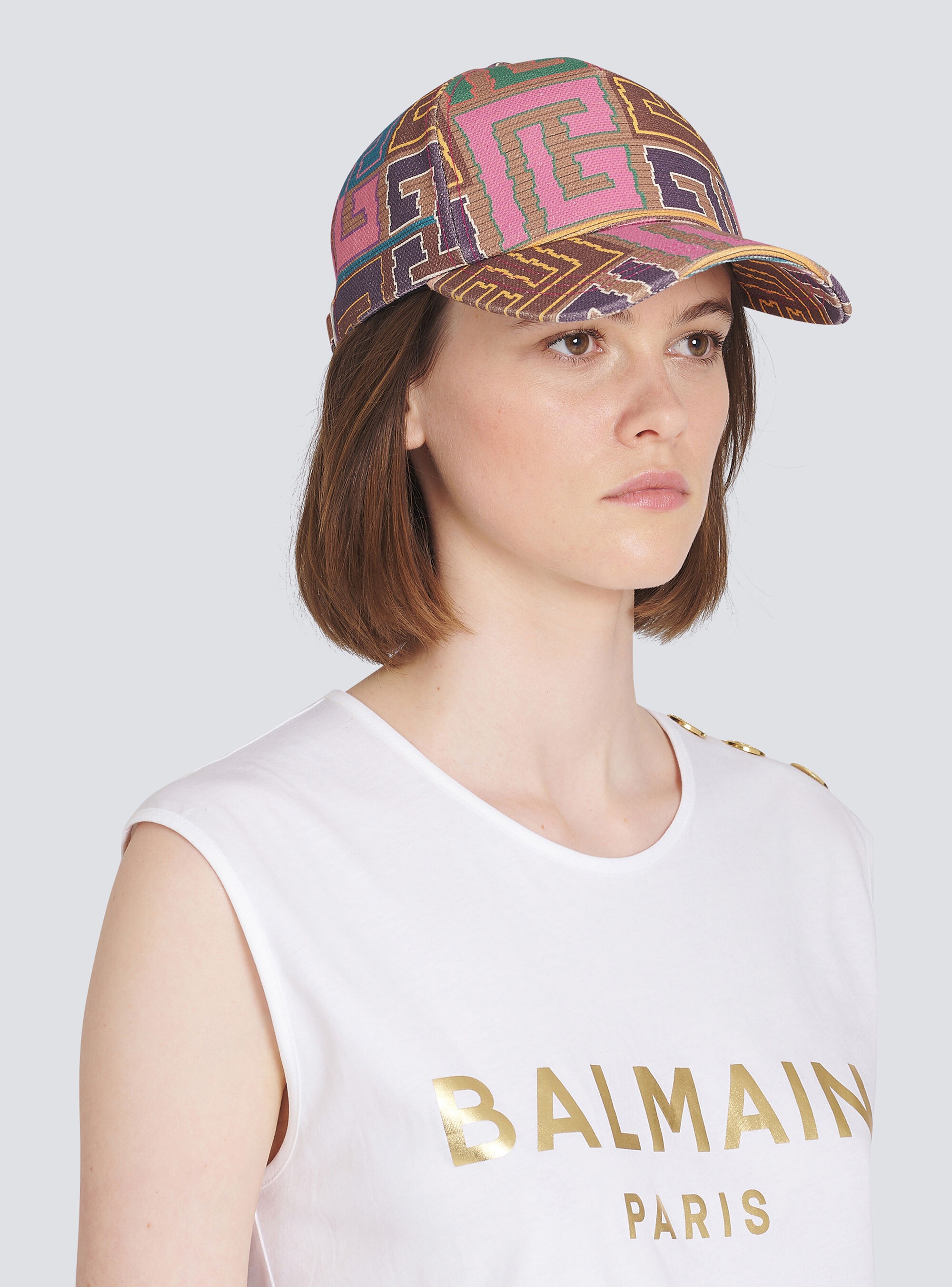 Multicolor needlepoint cap with Balmain monogram - 2