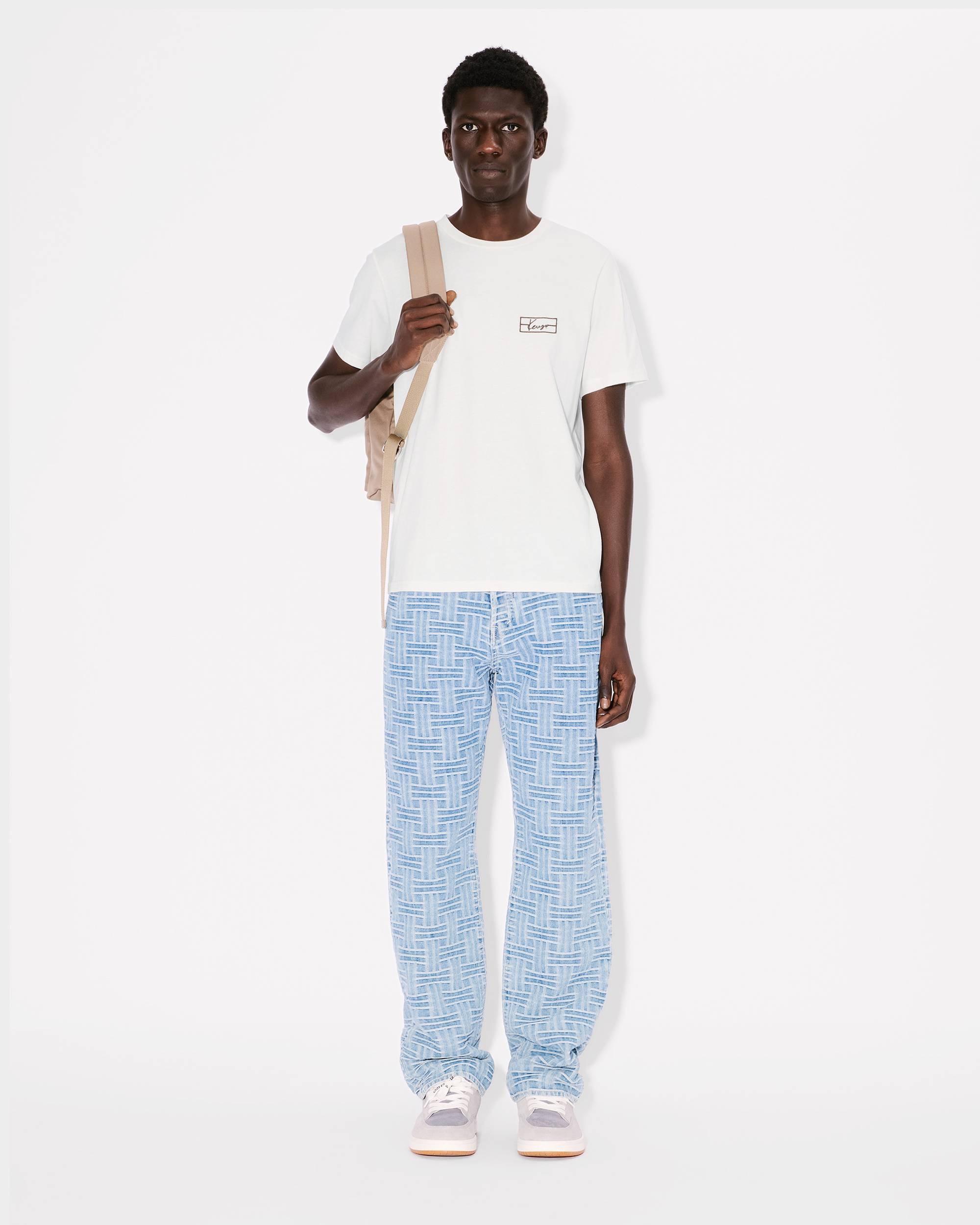 'KENZO Weave' embroidered slim T-shirt in cotton - 5