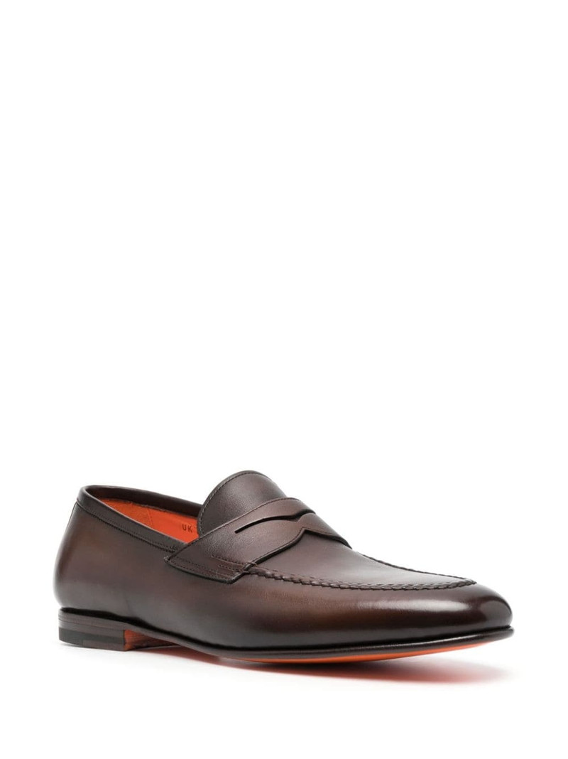 Santoni penny-slot leather loafers outlook