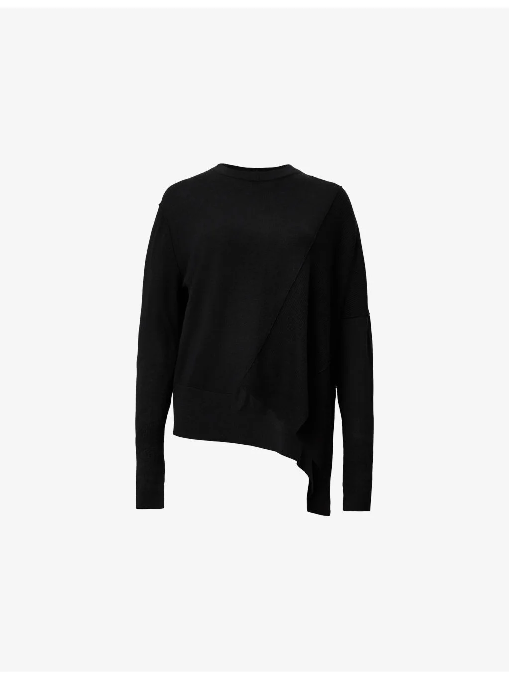Isla Crewneck Asymmetric-Hem Merino-Wool Jumper - 1