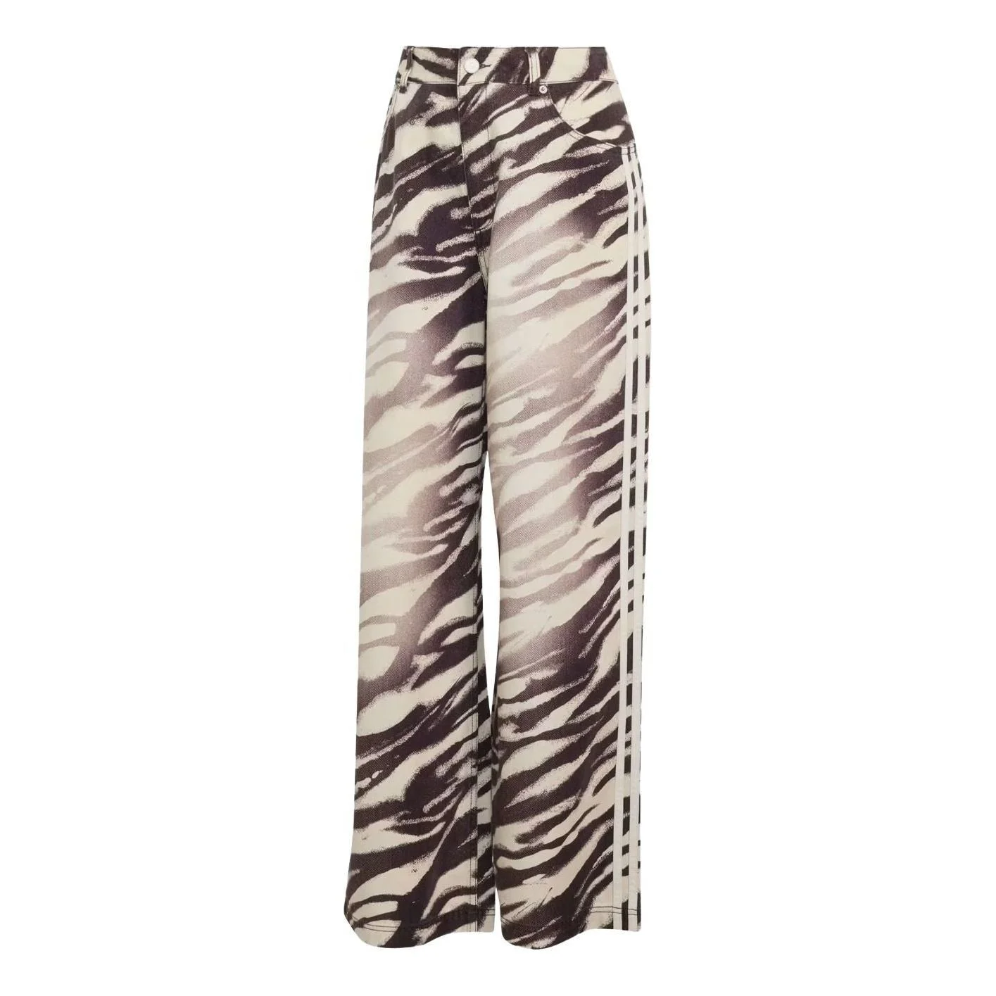 (WMNS) adidas Adilenium Season 6 Zebra Print Wide Leg Denim Pants Asia Sizing 'Aurora Coffee' LH1954 - 1