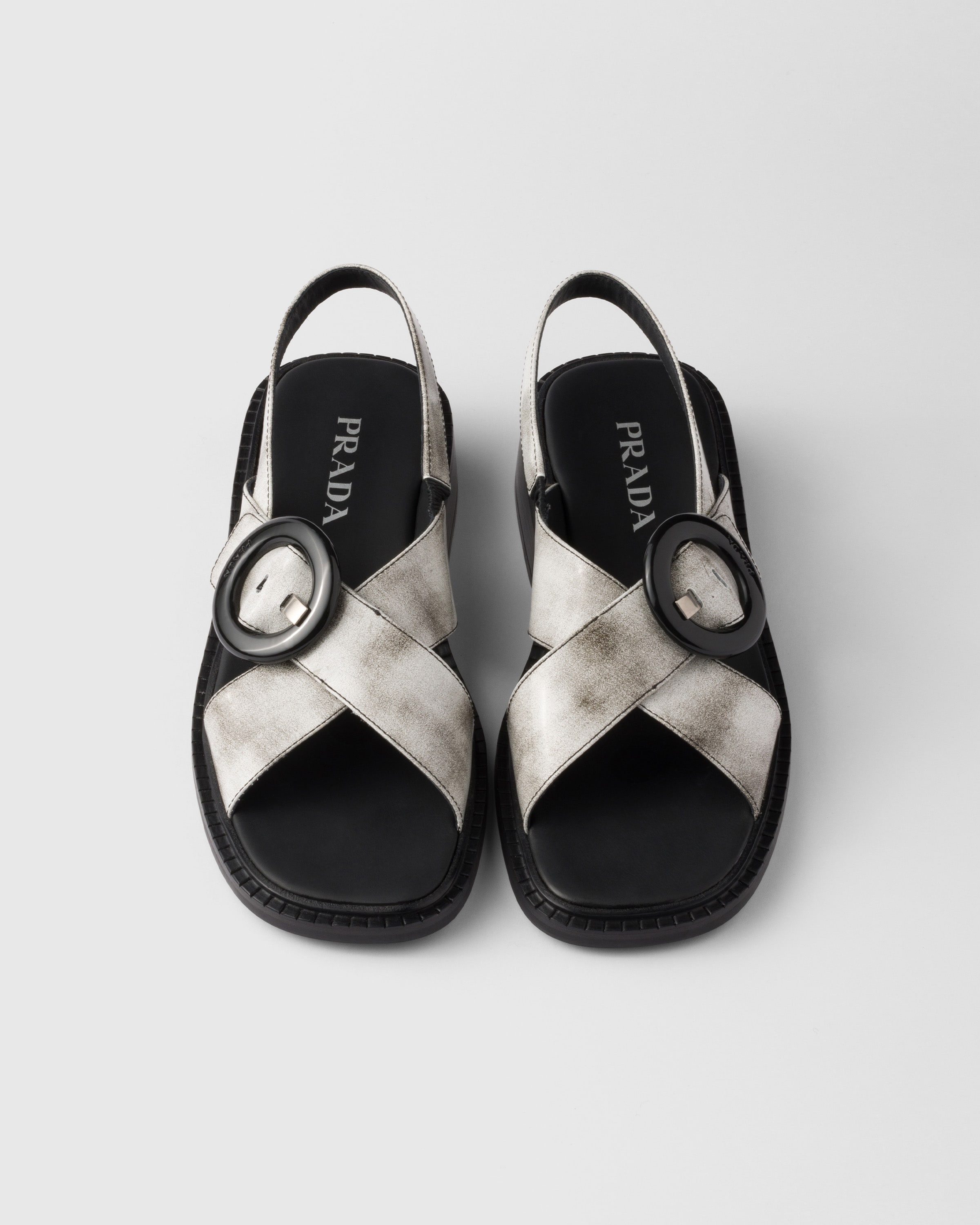 Brushed leather sandals with buckle - 4