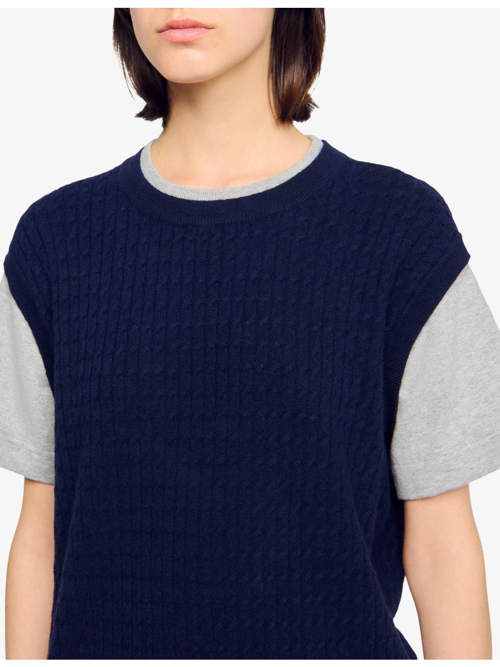 Layered short-sleeve knitted jumper - 5