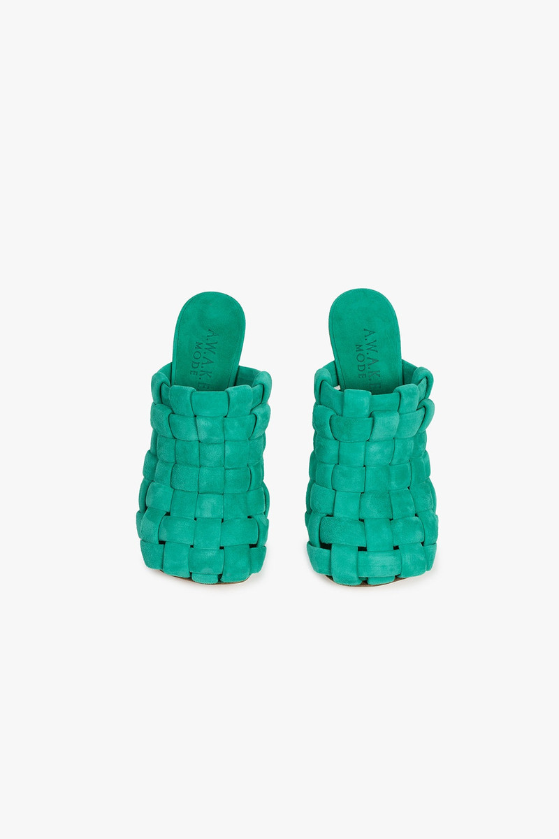 WILMA CHUBBY HIGH HEEL MULE EMERALD GREEN 5