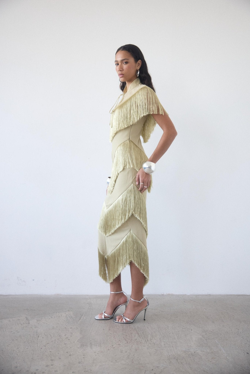 TELLUS MIDI DRESS IN SAND CHIFFON 1
