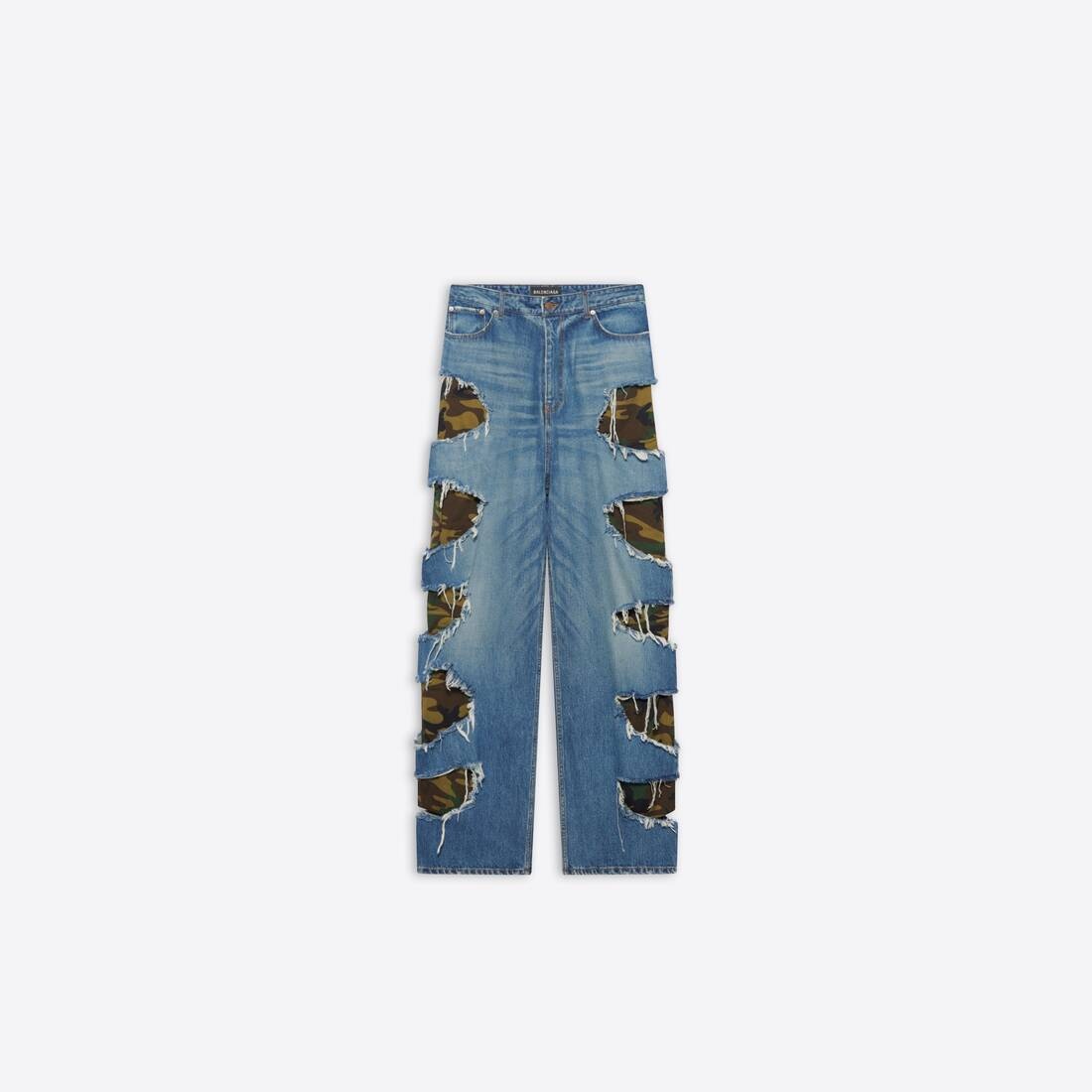 Slashed Large Baggy Pants in Blue - 1