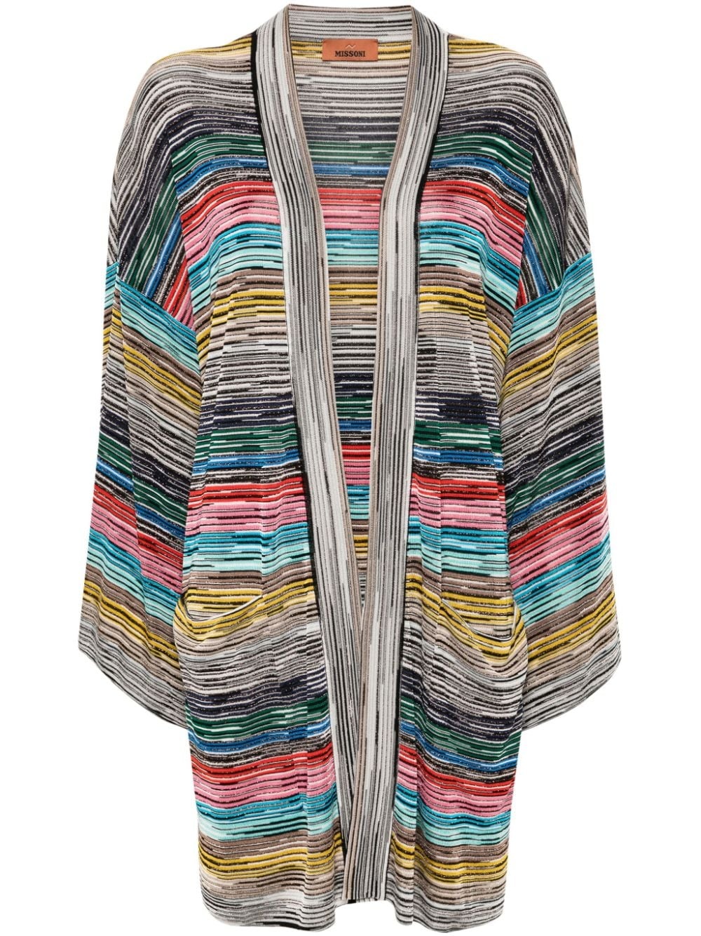 V-necked striped cardigan - 1