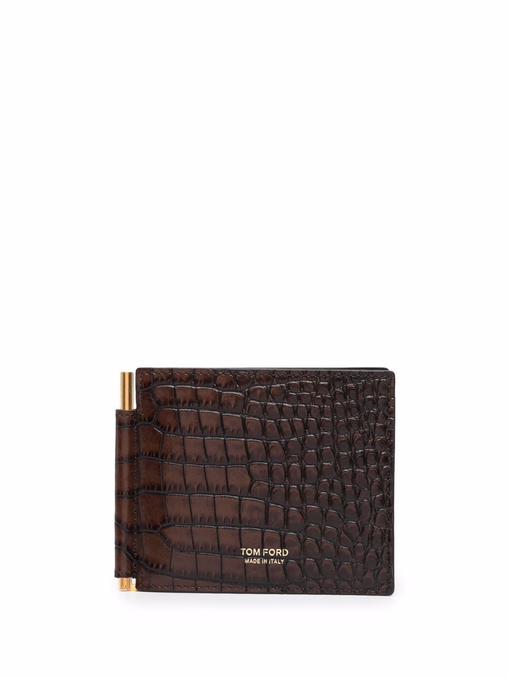 crocodile-effect leather wallet - 1