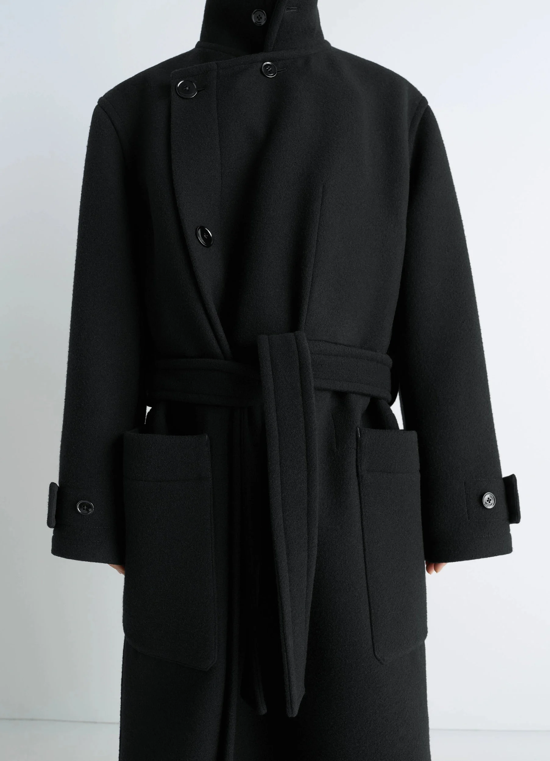 Lemaire WRAP COAT - CO1037 LF1116_BK999 | REVERSIBLE