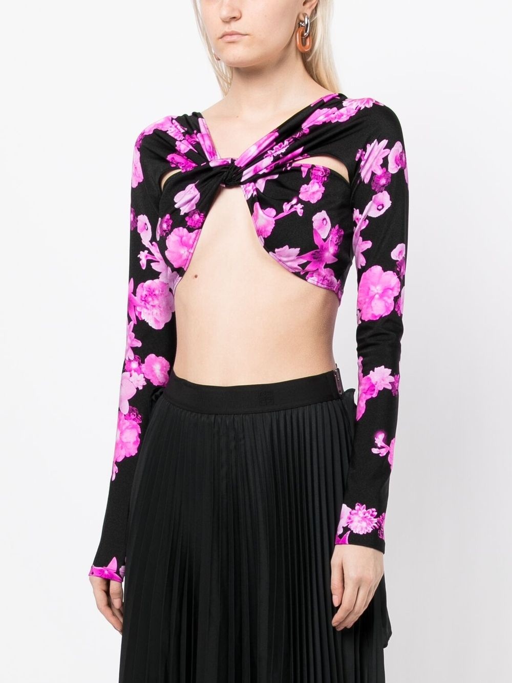 floral-print cropped top - 3