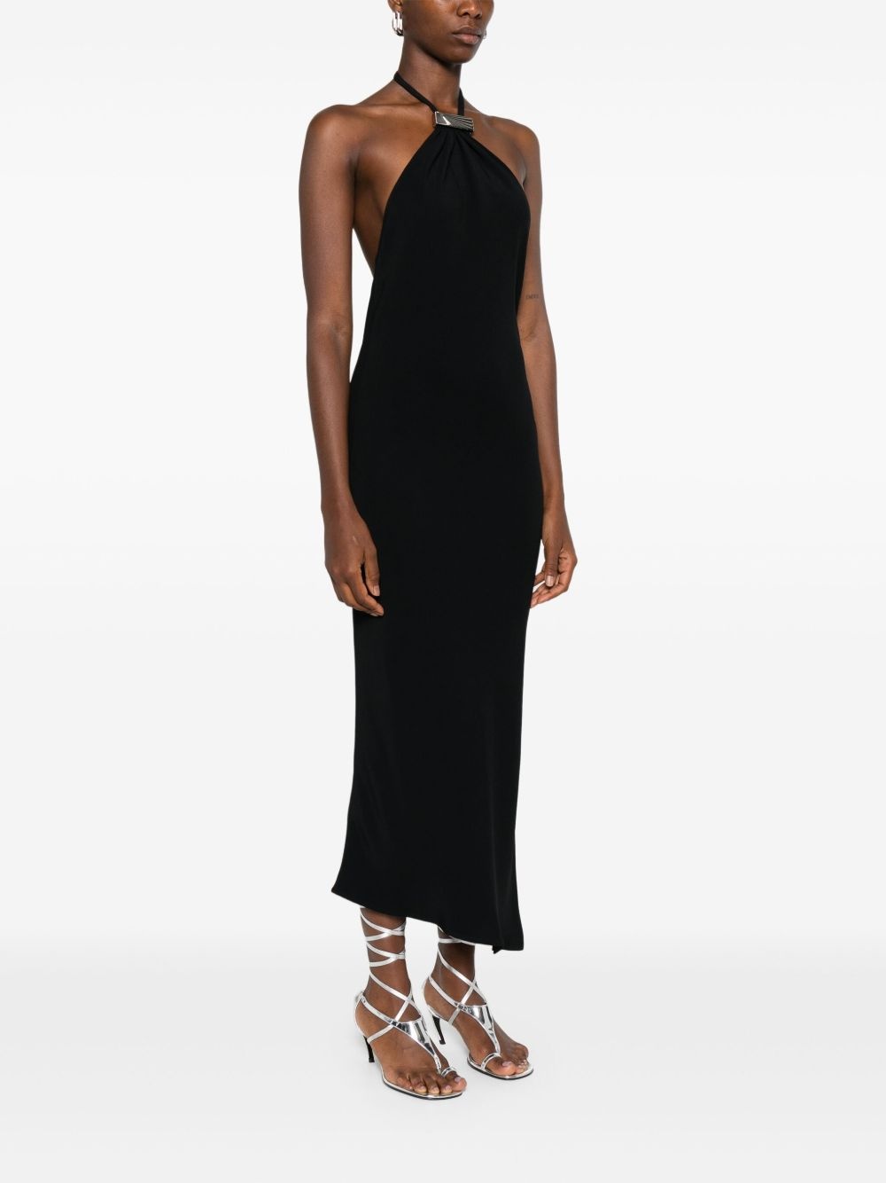 halterneck low-back midi dress - 3