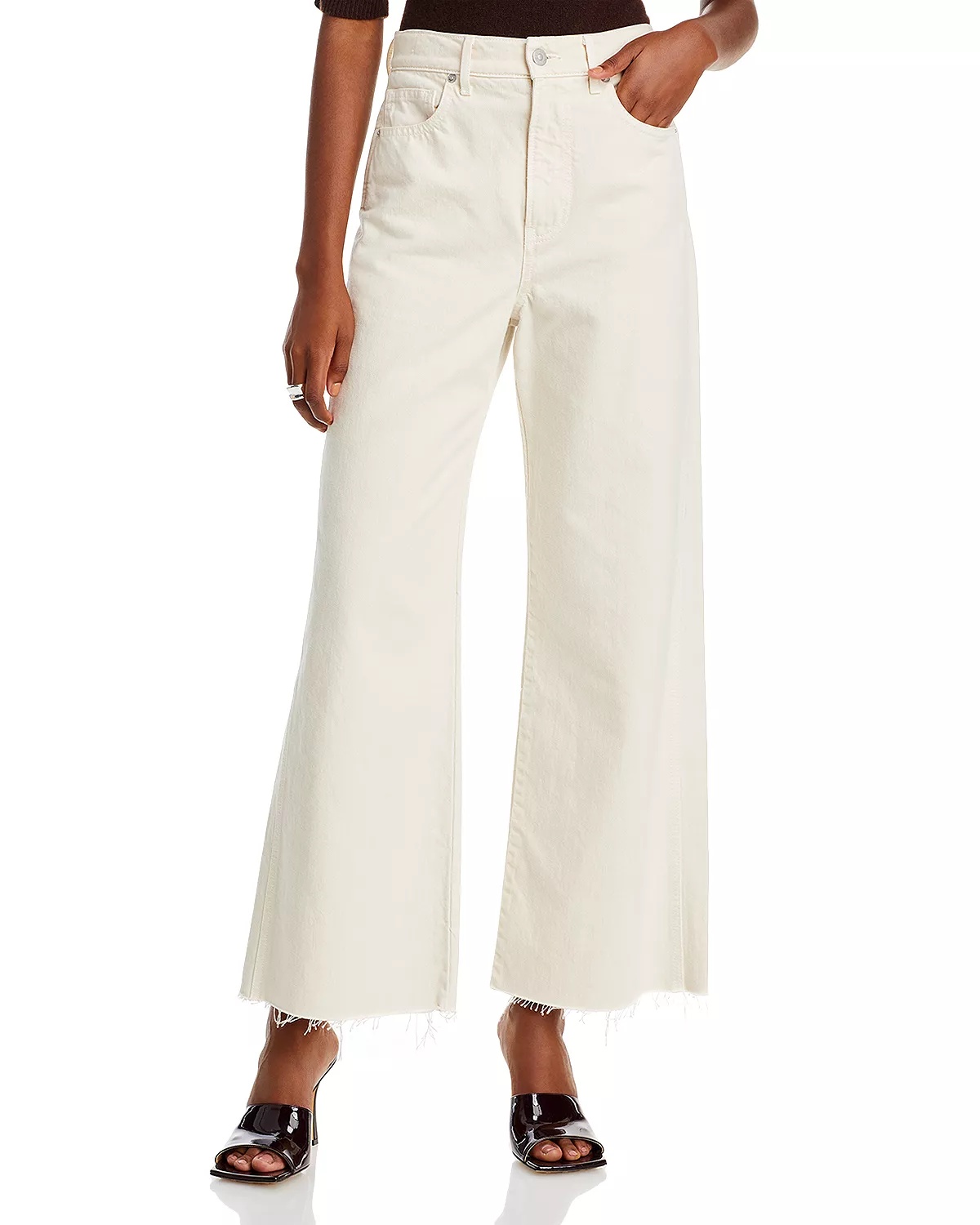 Taylor Cropped Wide Leg Jeans in Ecru - 1