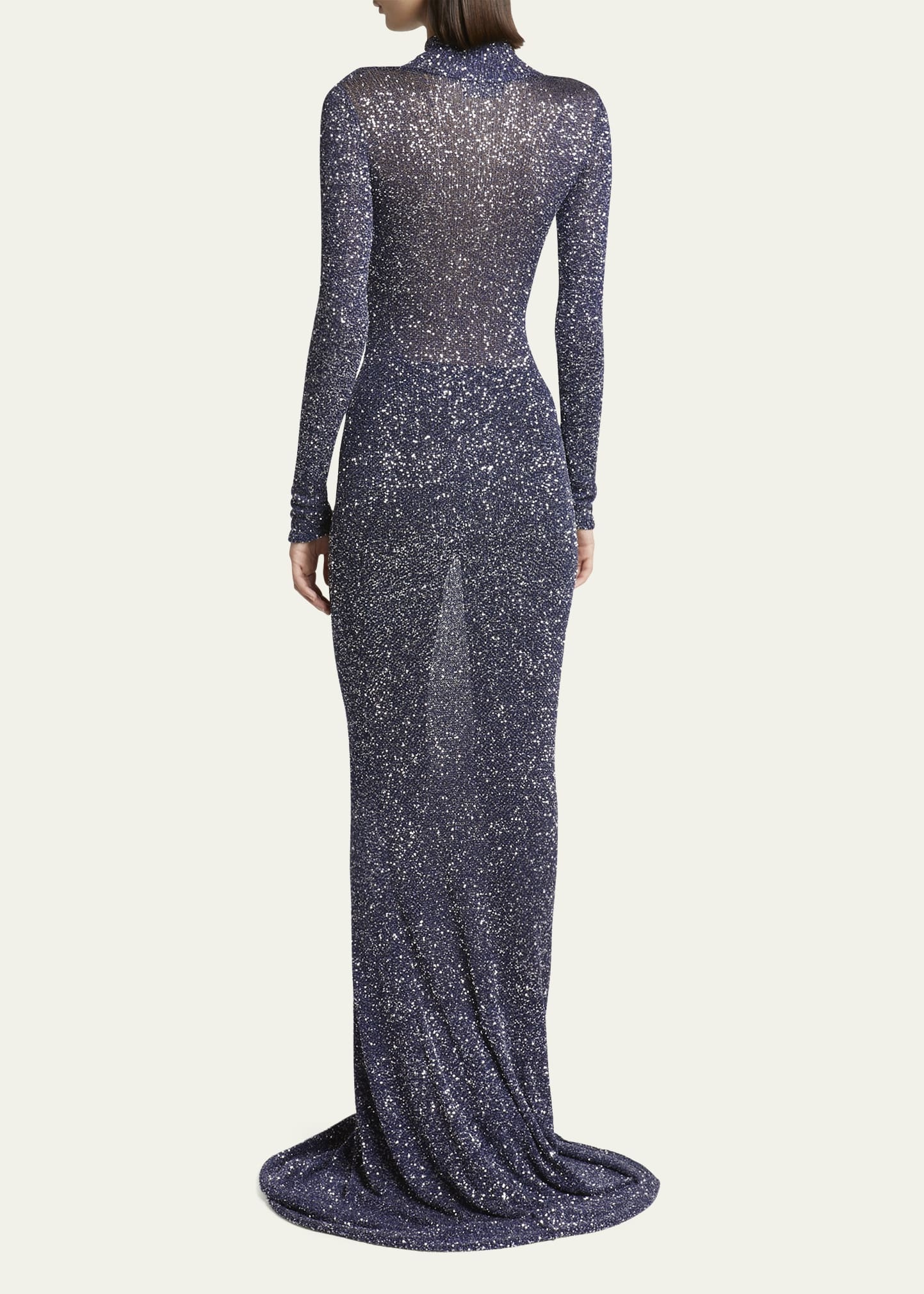 Sequined Mock-Neck Maxi Dress - 3