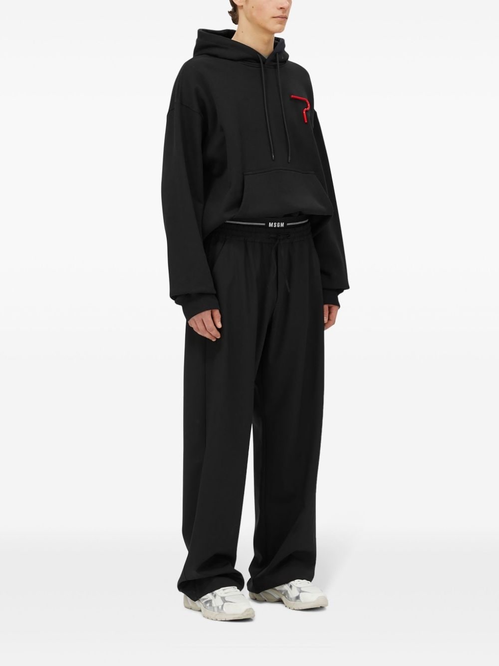 logo appliquÃ© drawstring hoodie - 2