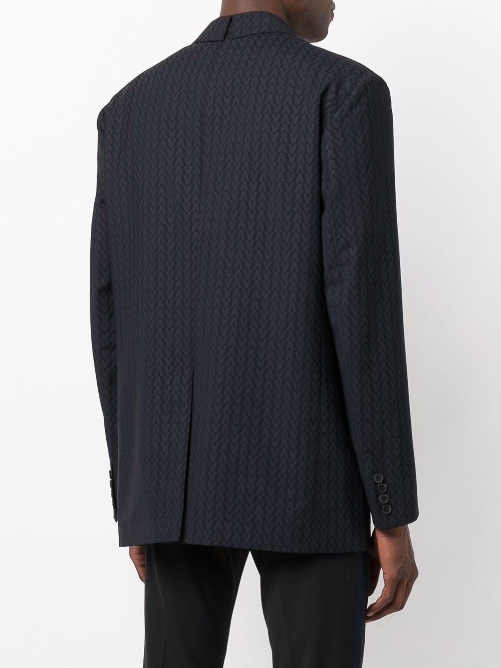 monogram-jacquard wool jacket - 4