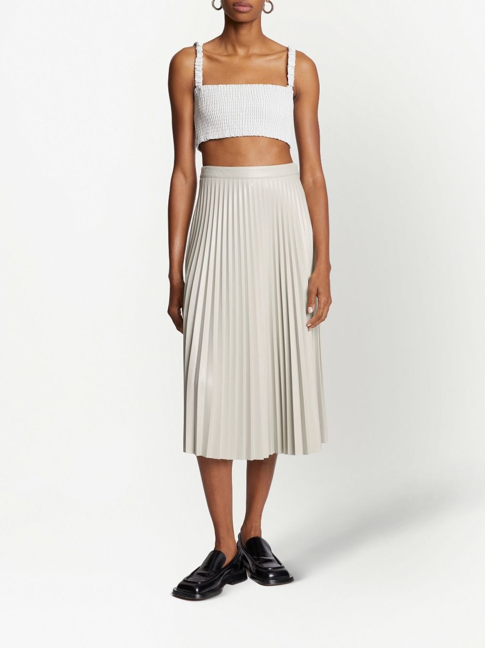 pleated faux-leather skirt - 2
