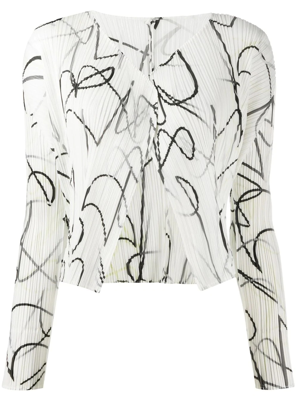 printed pleated jacket - 1