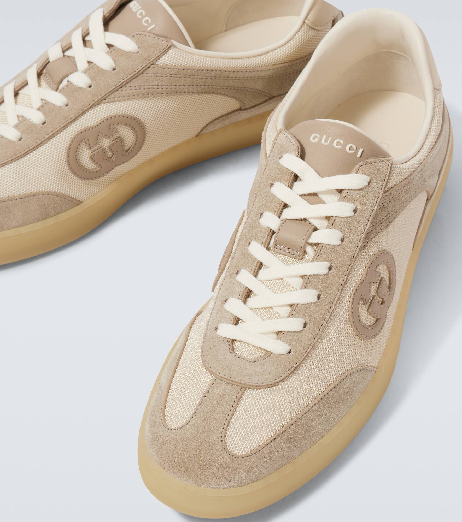 Interlocking G suede-trimmed sneakers - 3