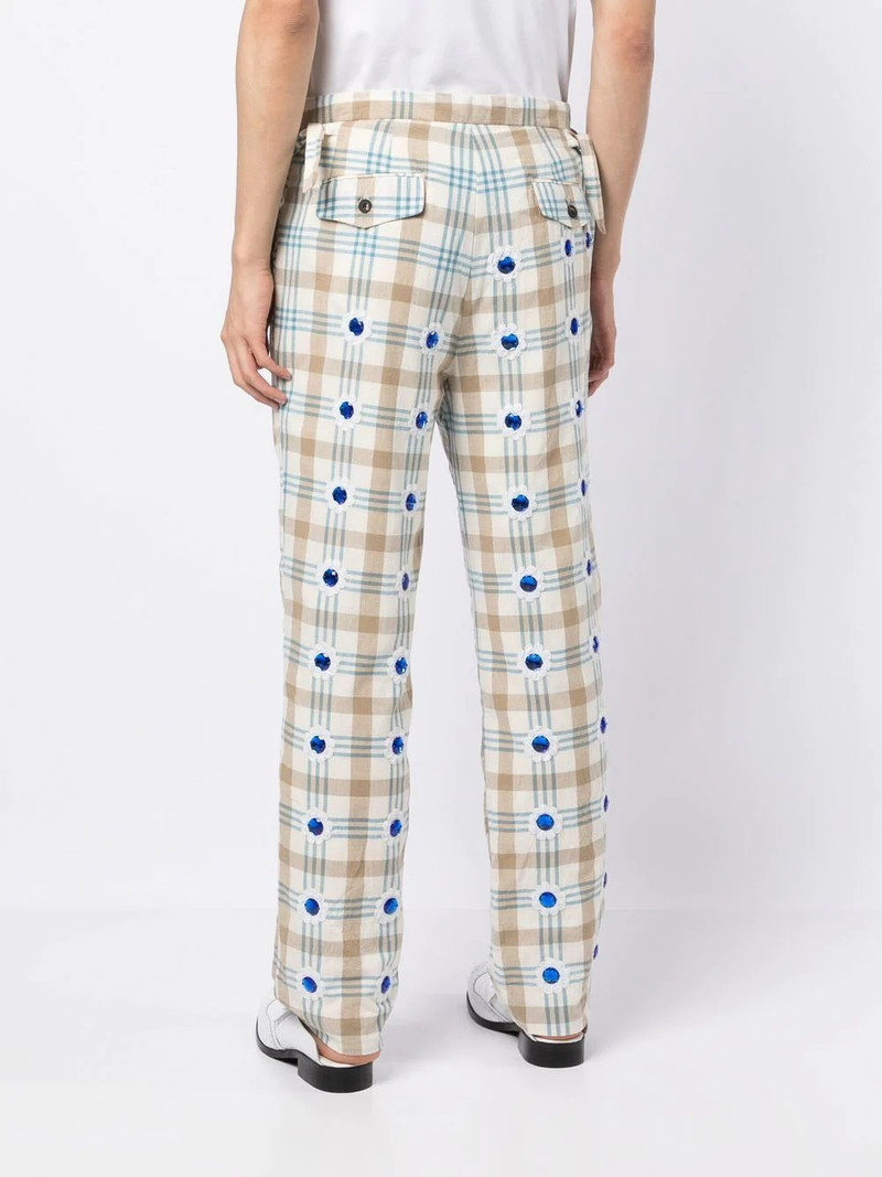 embellished checked straight-leg trousers 4