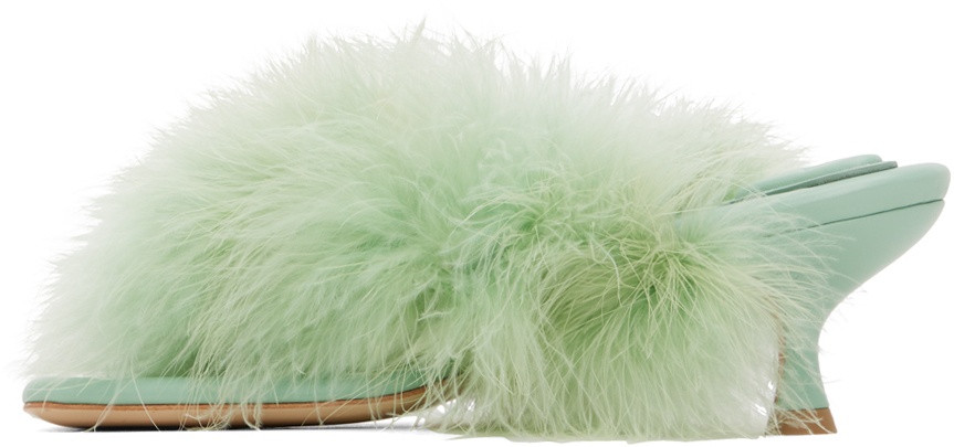 Green Pom Pom Heeled Sandals - 3