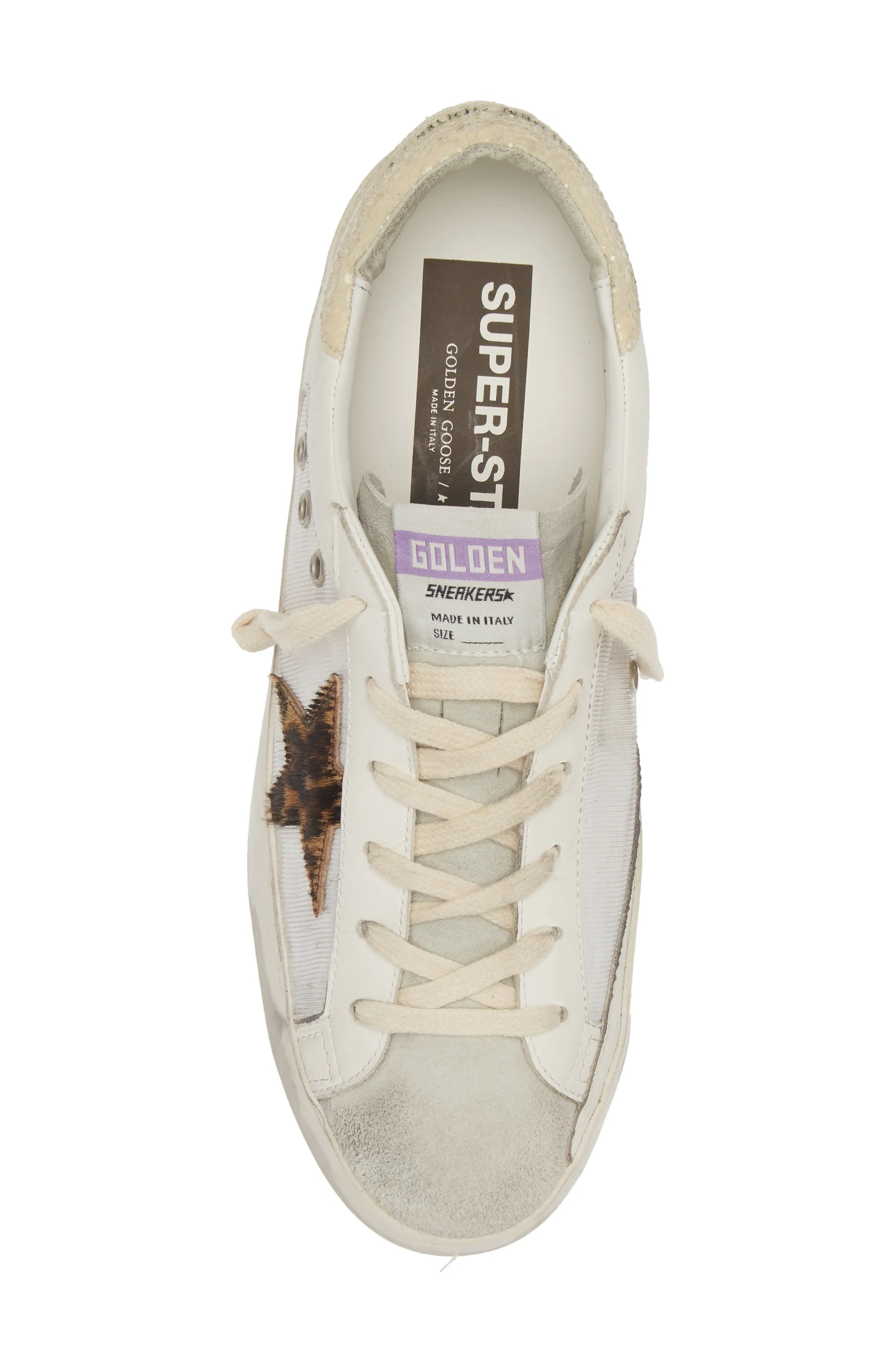 Super-Star Genuine Calf Hair Sneaker in Ivory/Leopard Calf Hair - 5