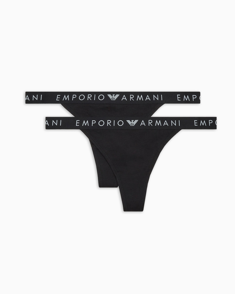 Two-pack of ASV Iconic organic-cotton thongs with logo waistband 1
