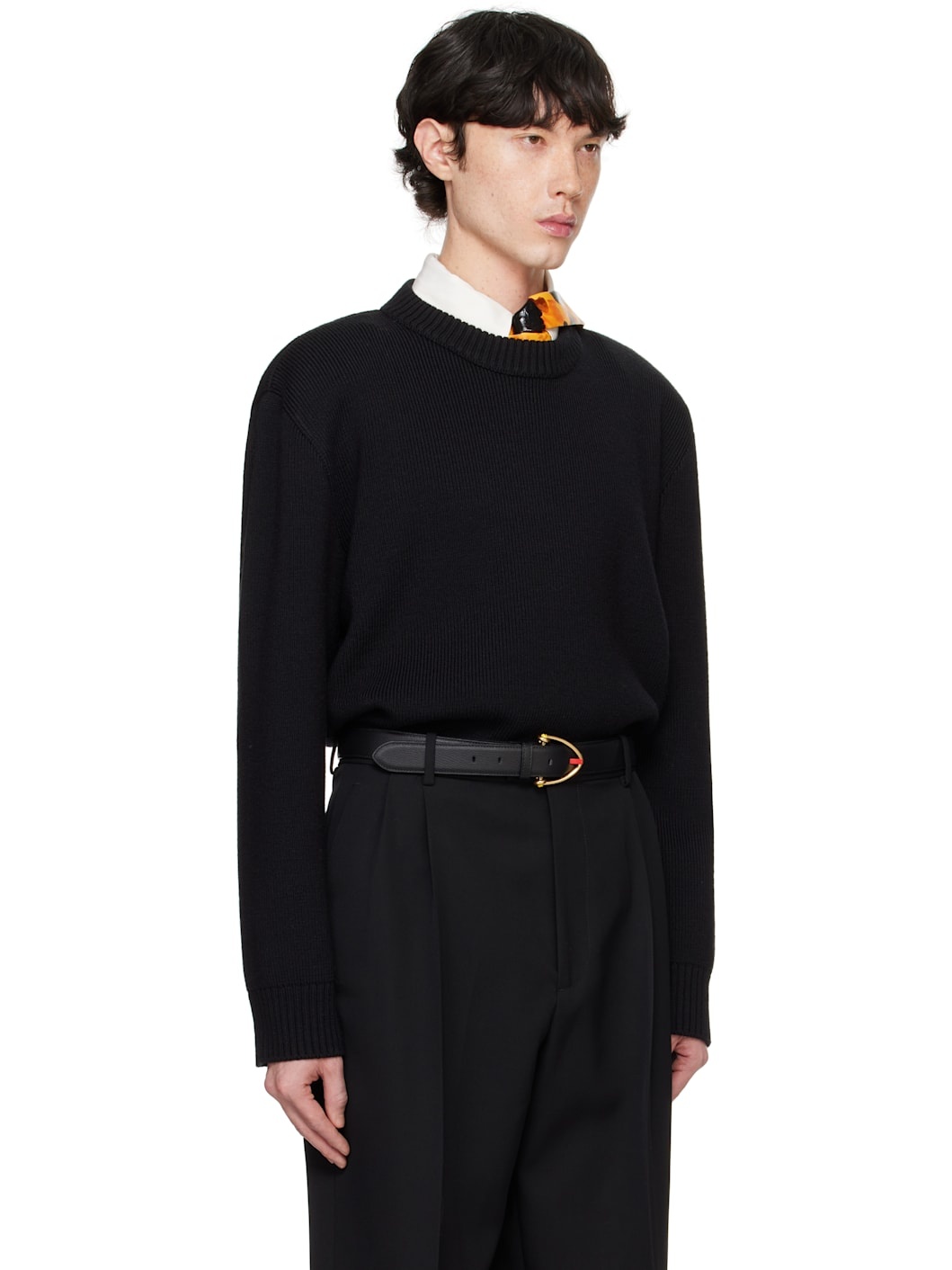 Black Classic Wool Tailored Sweater - 2