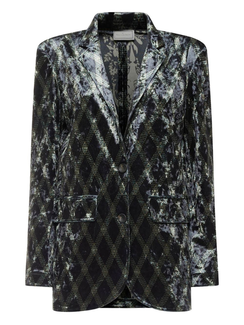 diamond-pattern velvet blazer 1