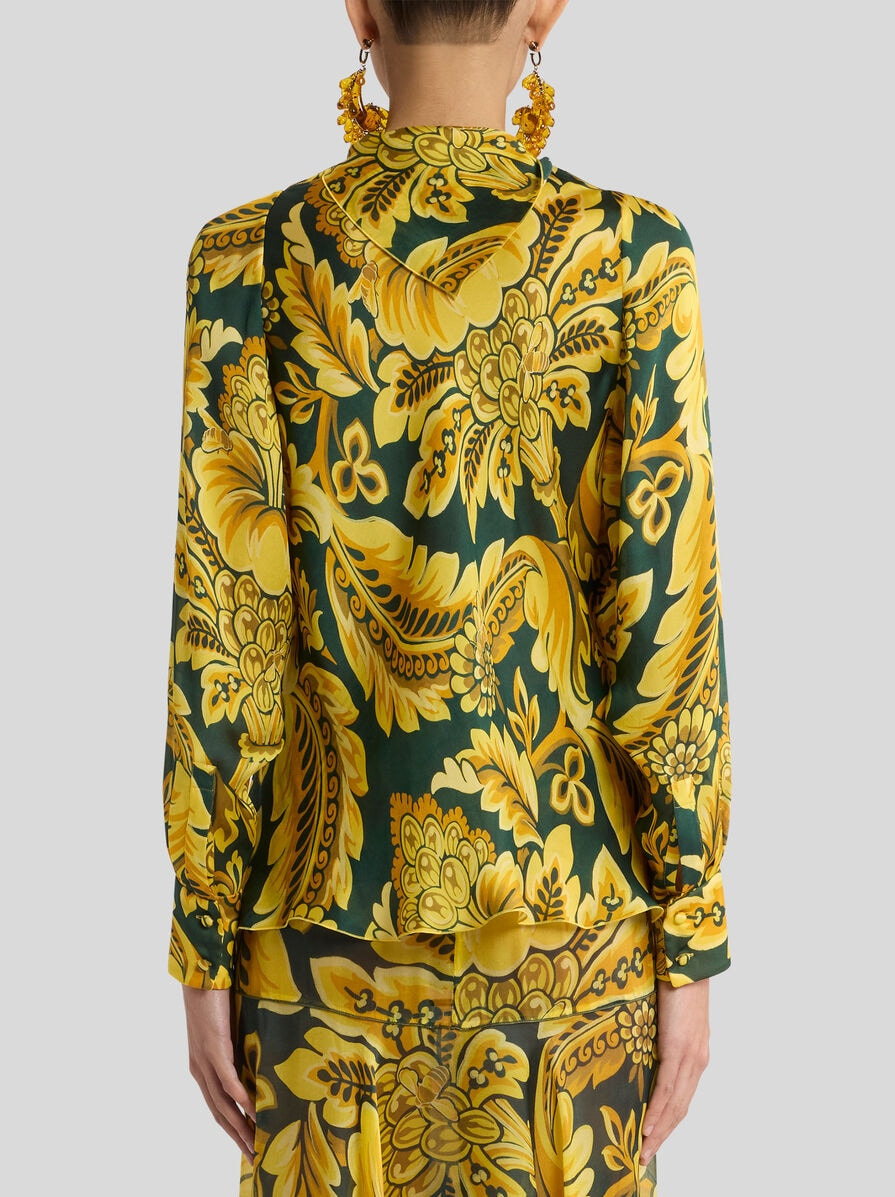 PEAU D'ANGE SILK BLOUSE WITH FLOWER AND BEE MOTIF - 5