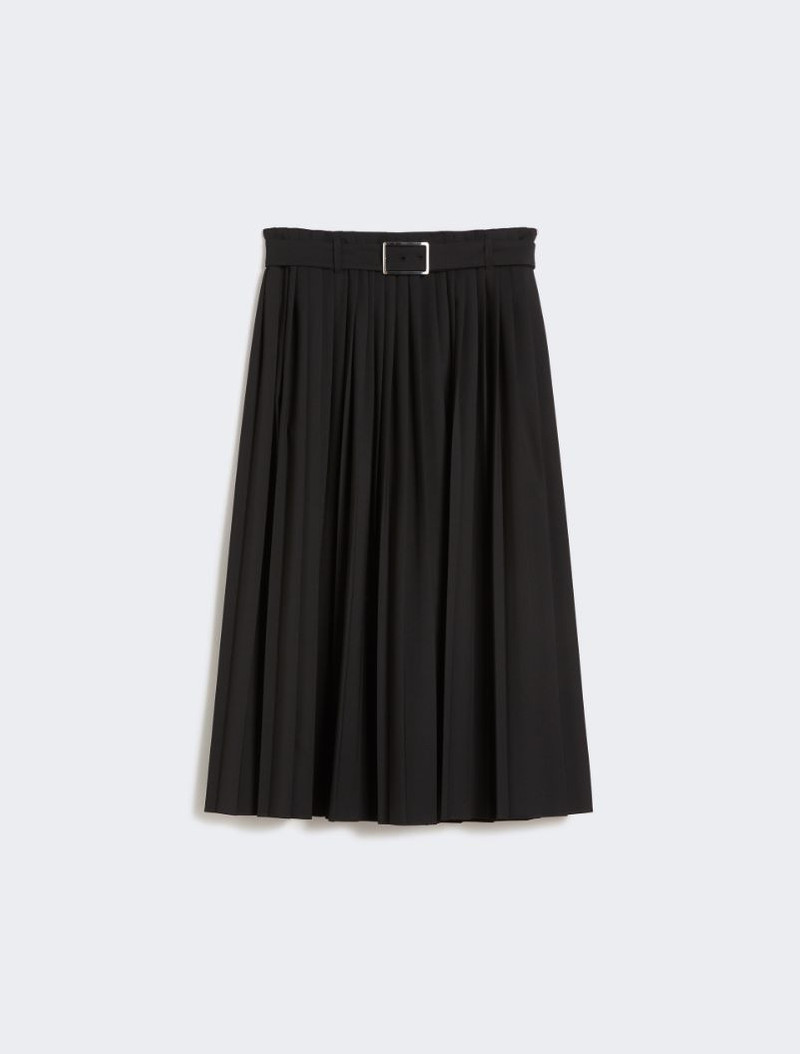 Plissé-pleated gabardine skirt - black 1