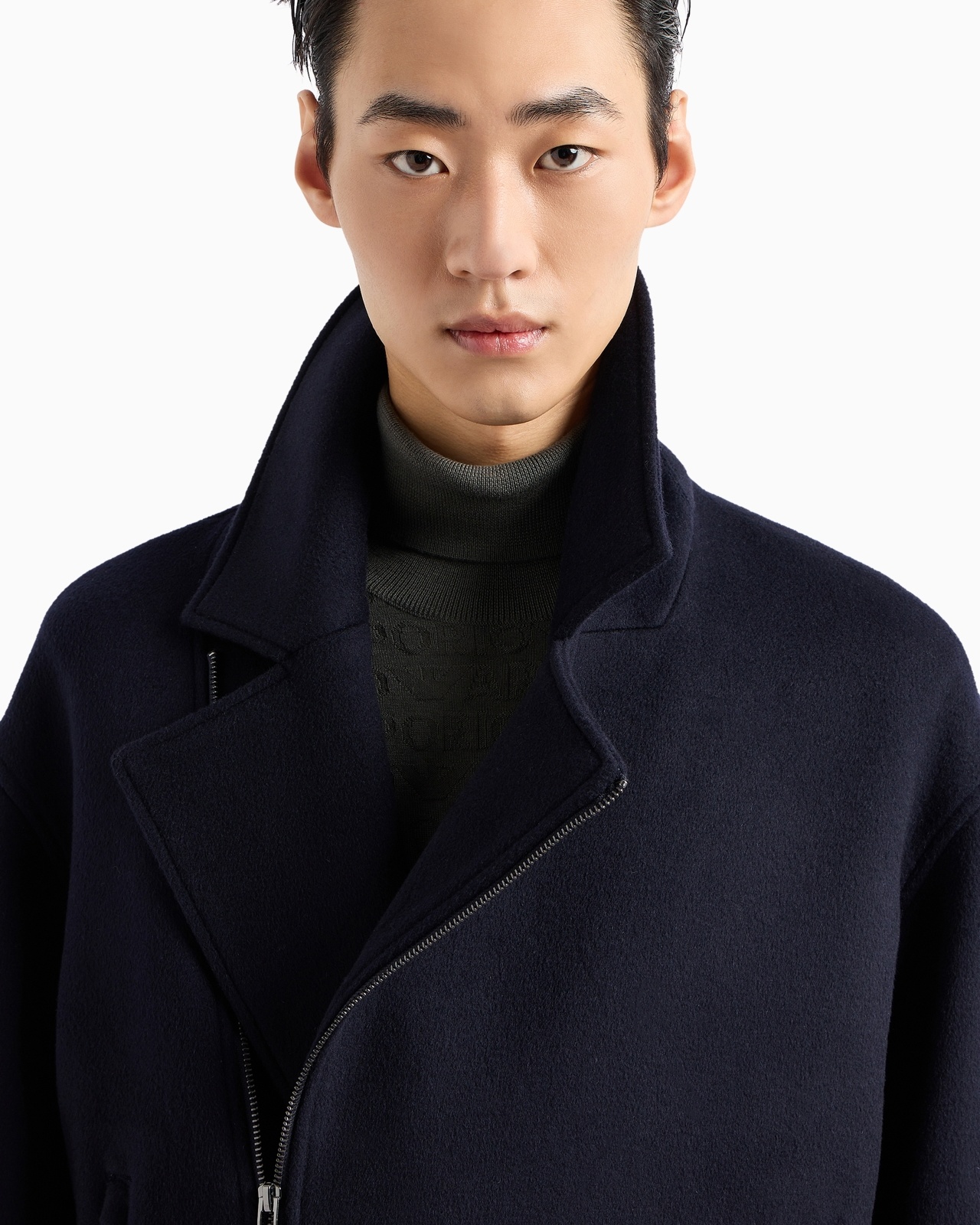 VIRGIN WOOL CLOTH BLOUSON WITH DIAGONAL ZIP - 5