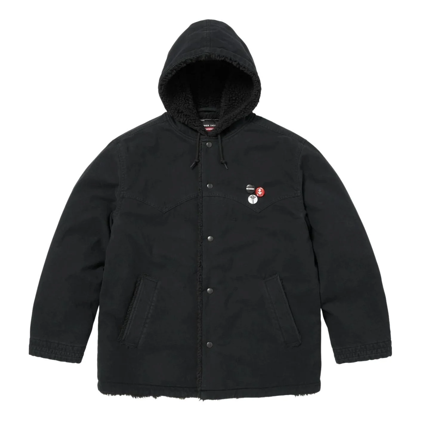 Supreme FW25 x Number (N)ine Faux Shearling Hooded Coat 'Black' FW25J49-BLACK - 1