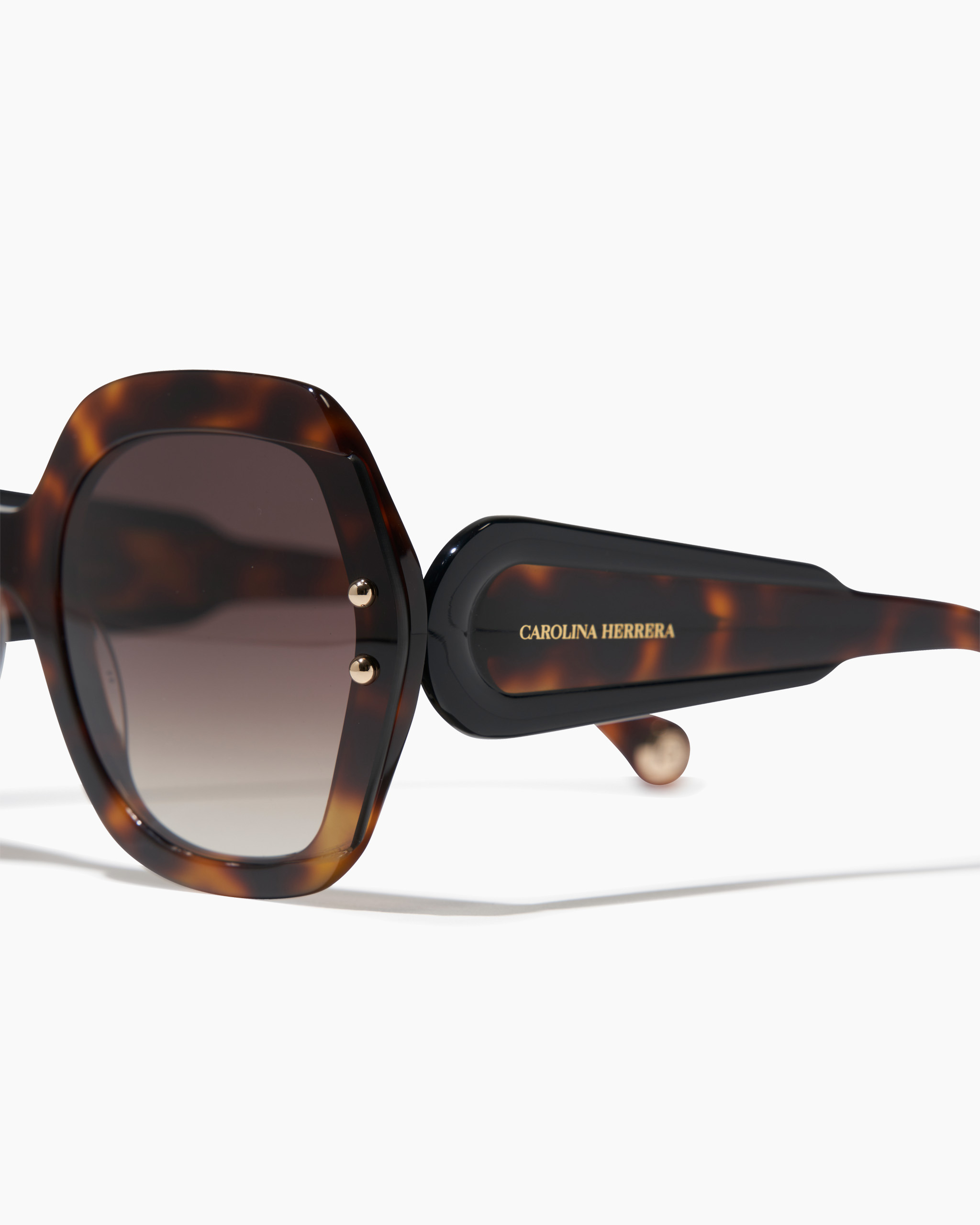 Hexagonal Frame Sunglasses with Contrast Temples - 3