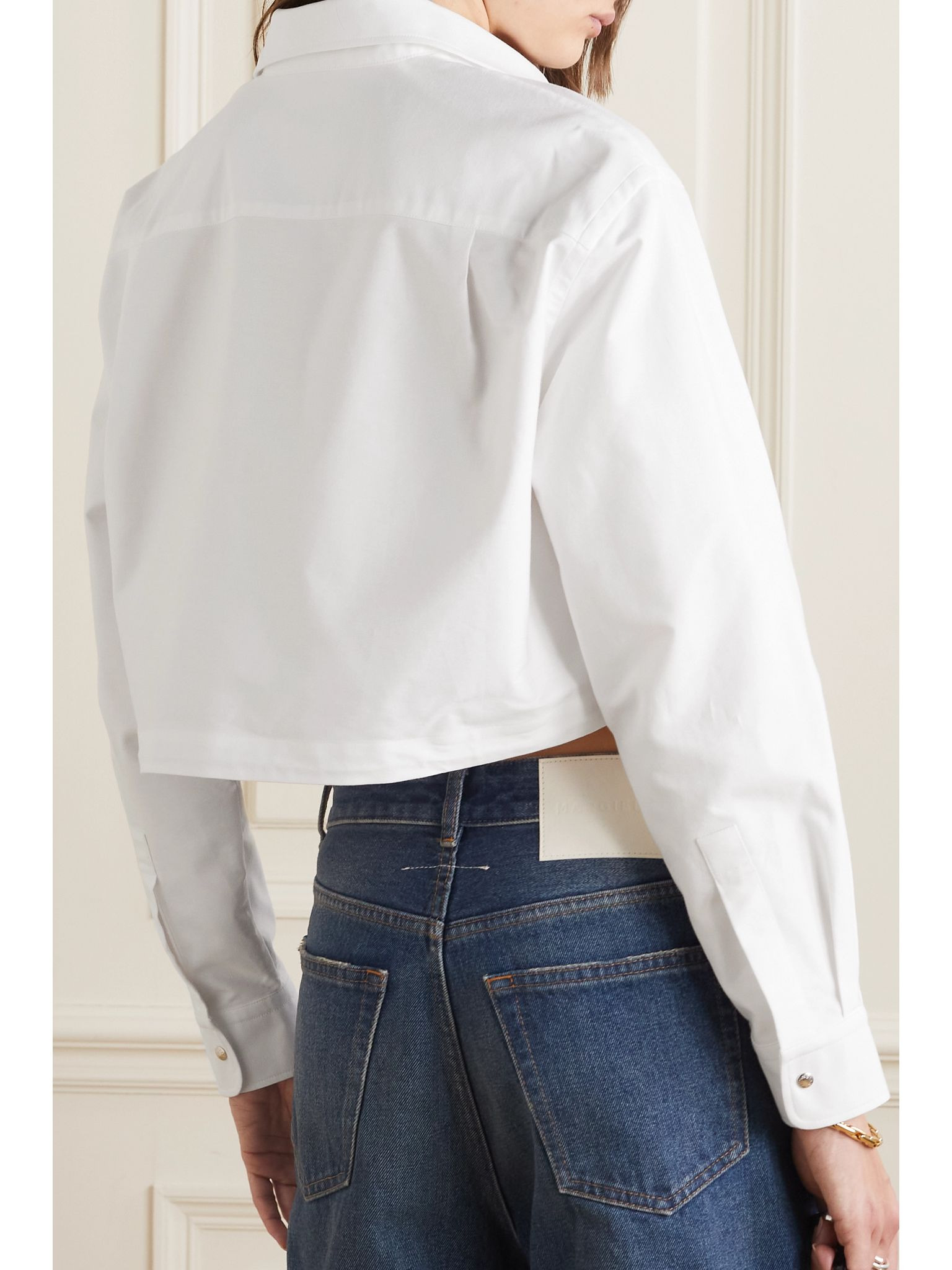 Cropped cotton-poplin shirt White - 4