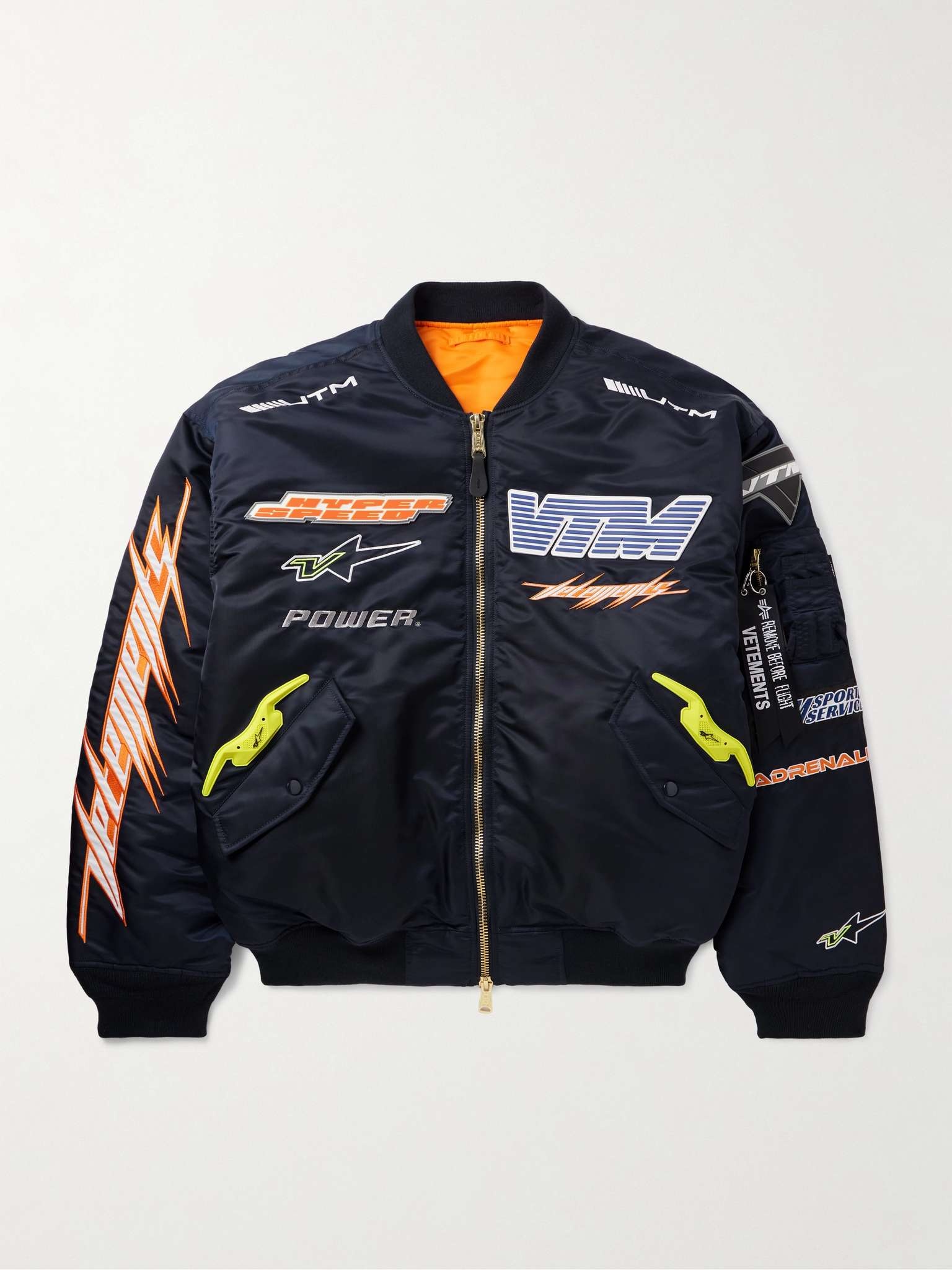 Racing Embellished Embroidered Shell Bomber Jacket - 1